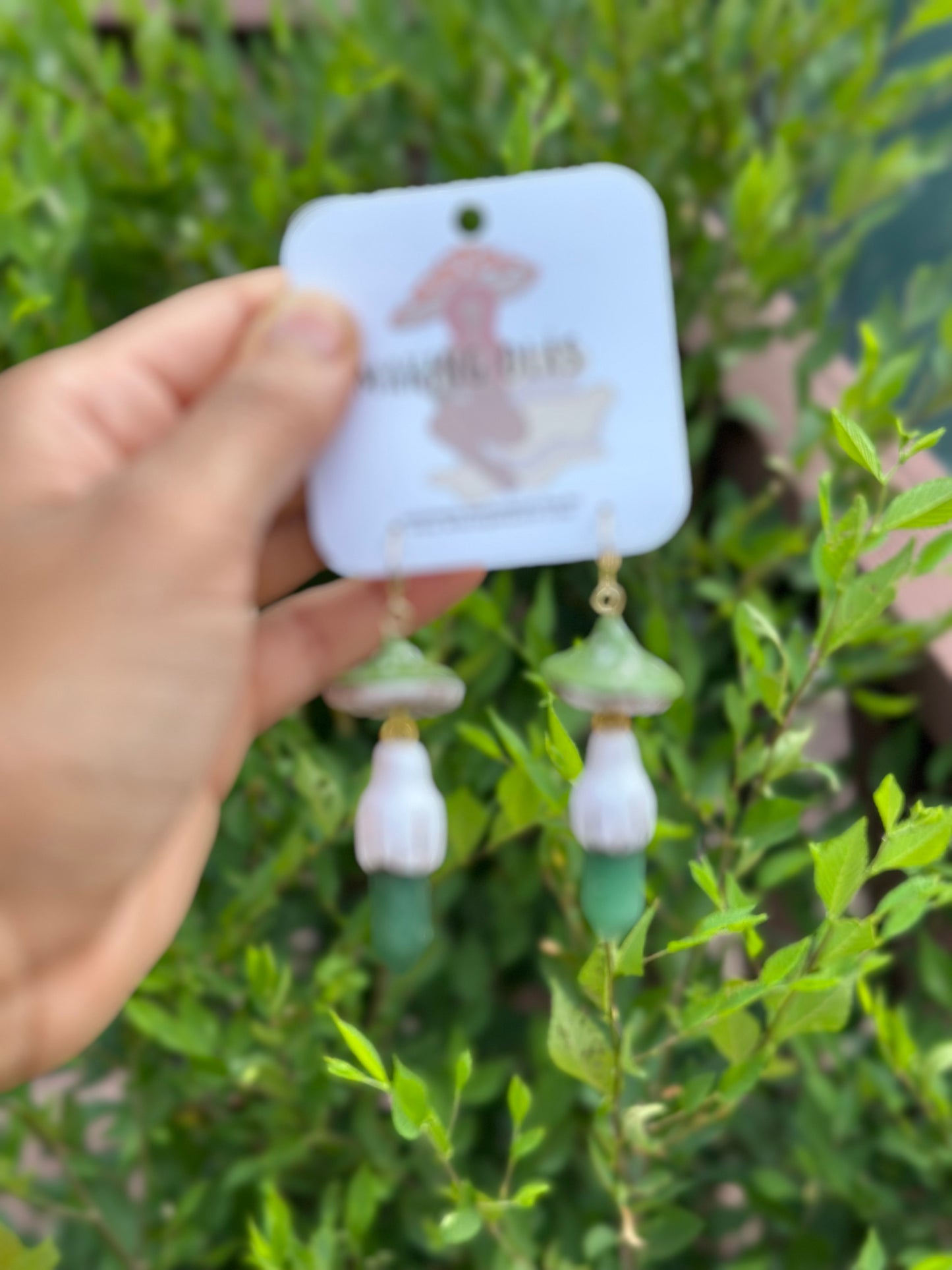 Earrings | Green Mushies with Green Aventurine