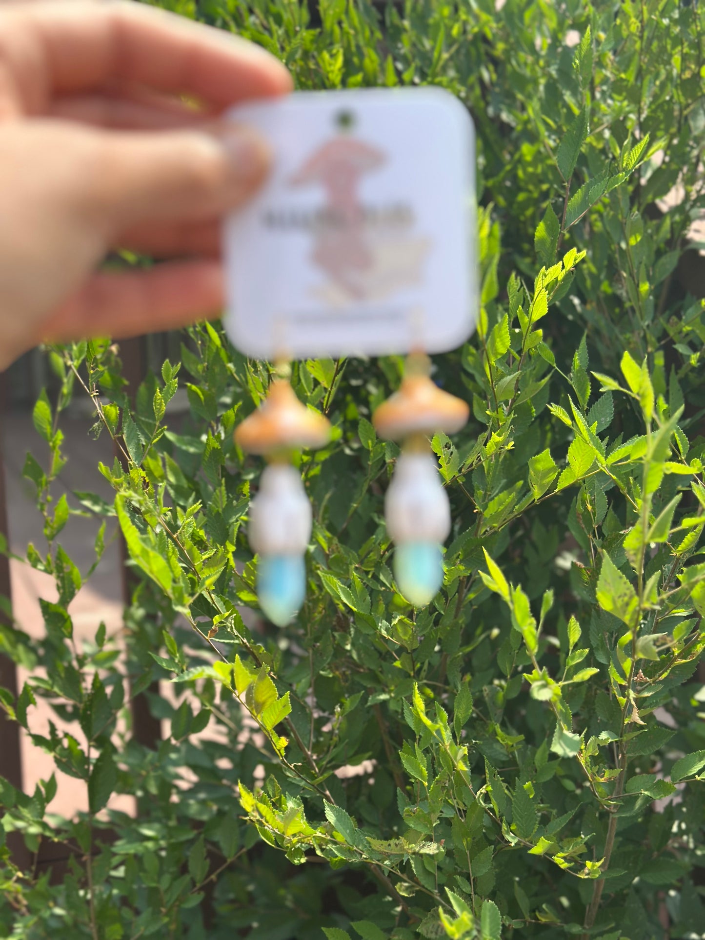 Earrings | Orange Mushies with Opalite