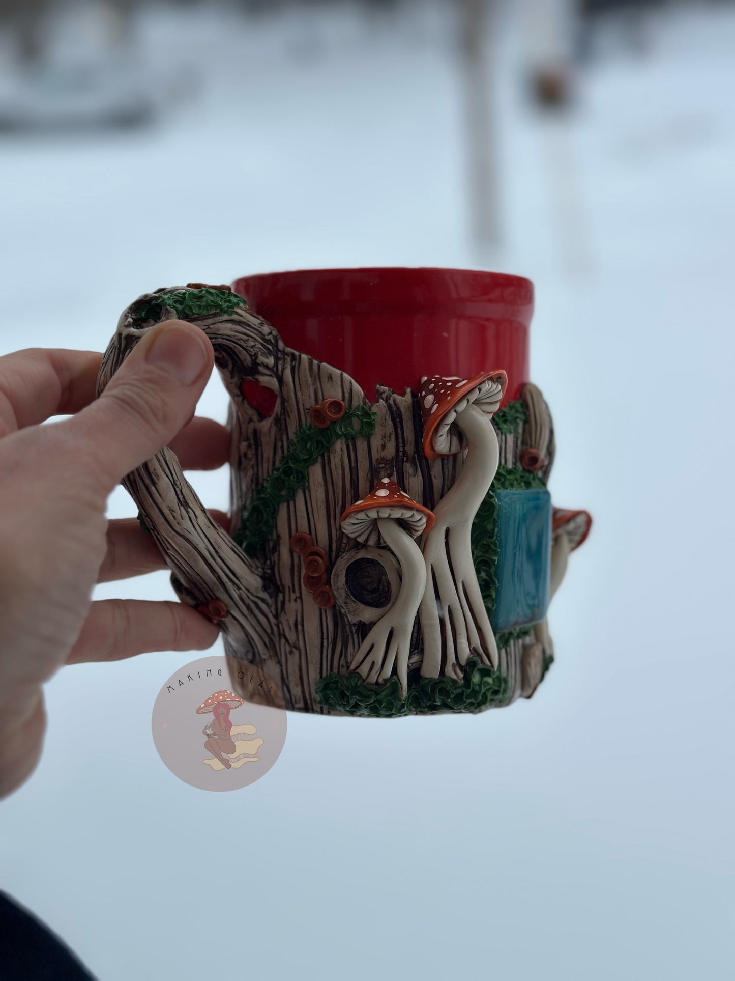 Mug | Ocean Agate + Red Mushrooms