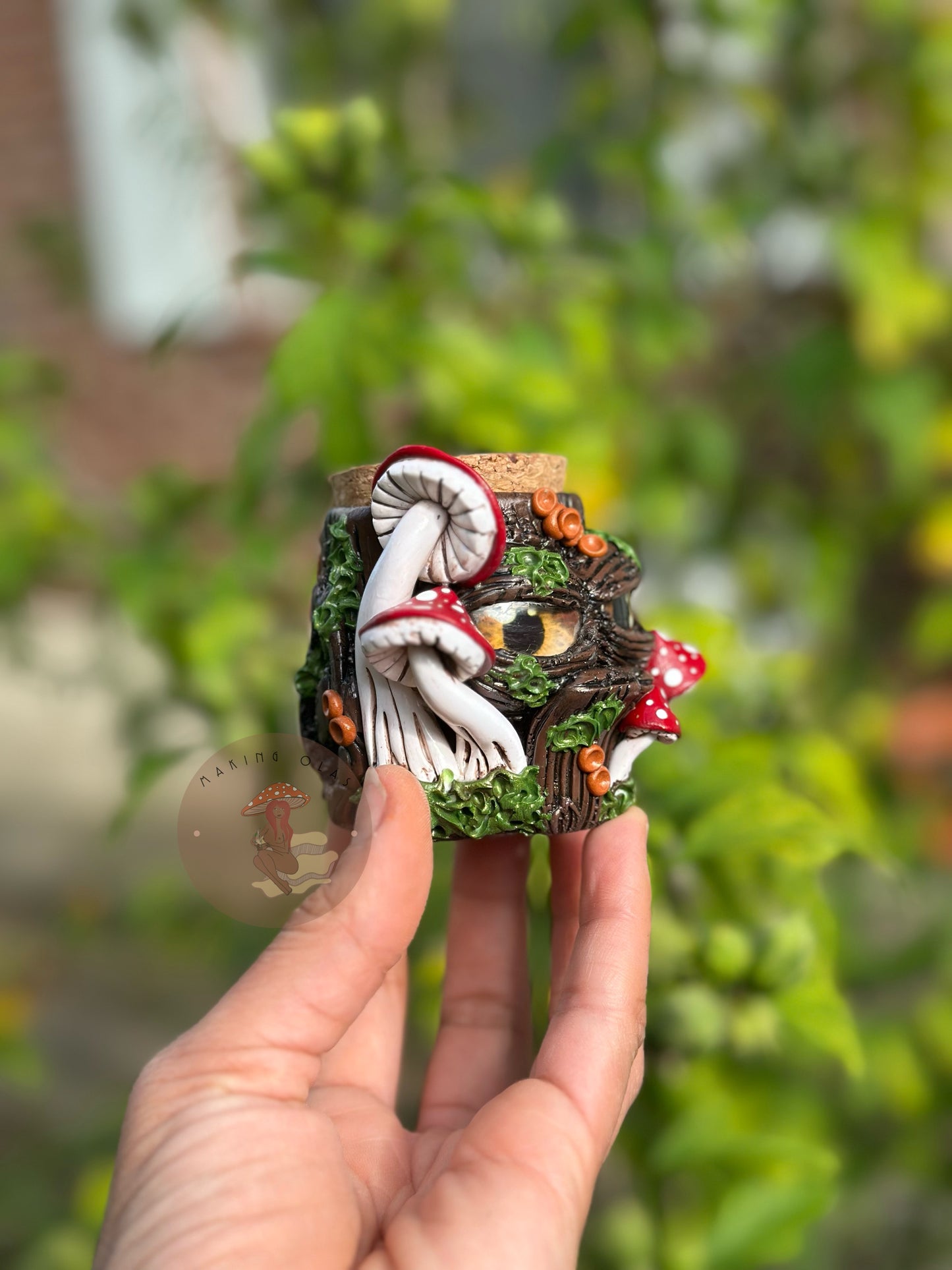 Jar | Grumpy Tree with Red Mushrooms