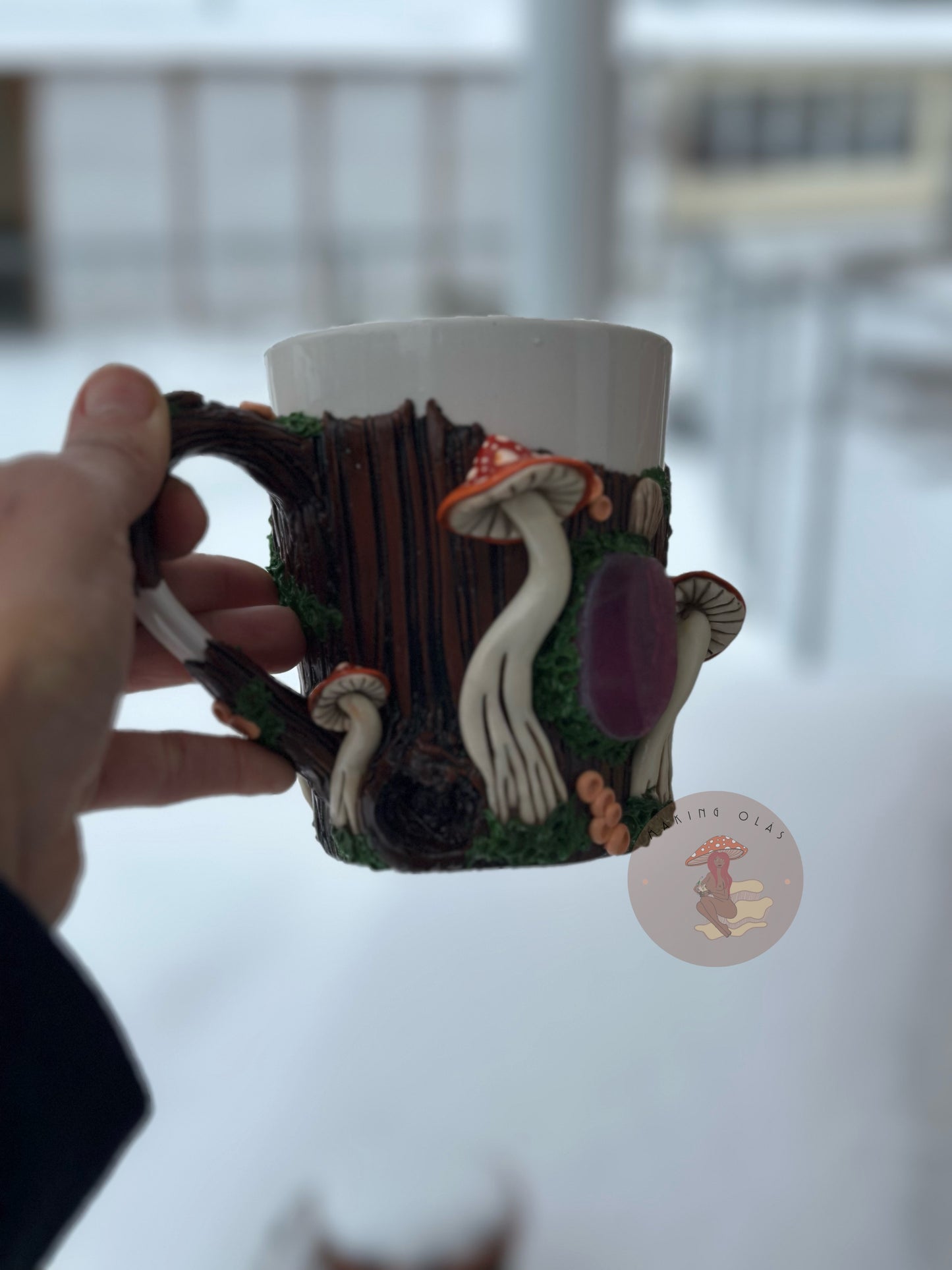 Mug | Pink Agate + Orange Mushrooms