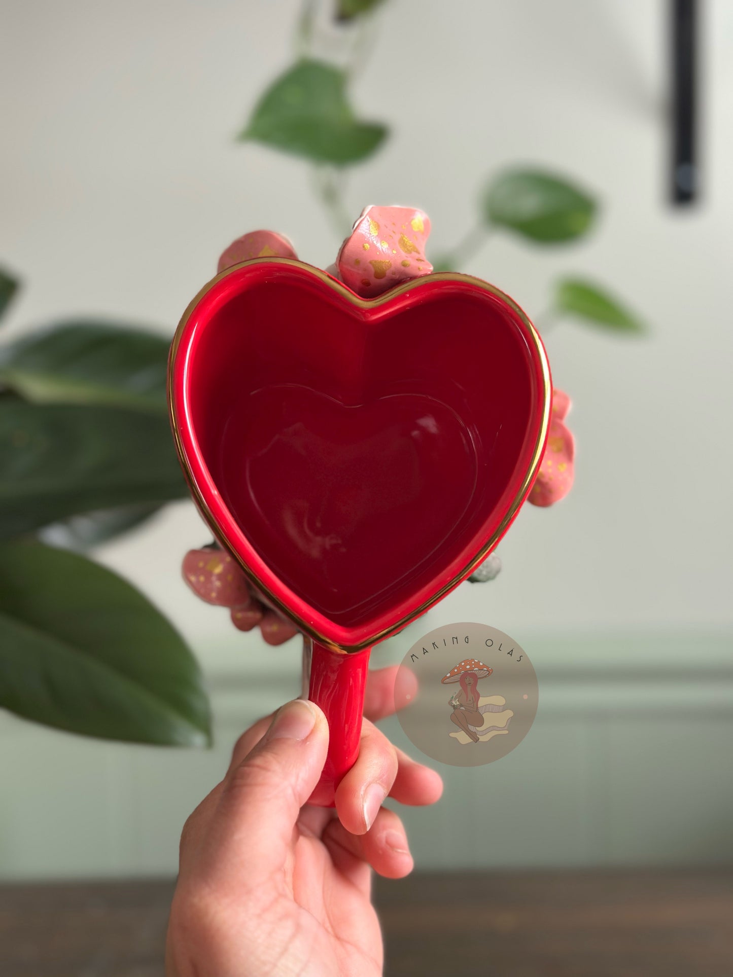 Heart Mug | Pink Mushrooms + Quartz