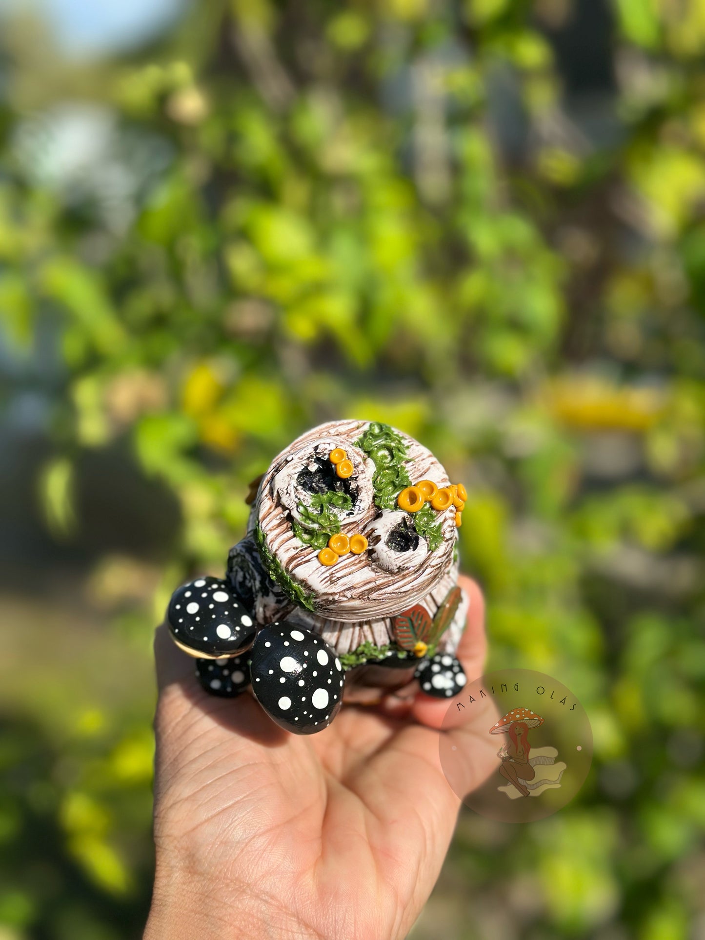 Jar | Black Obsidian with Black Mushrooms