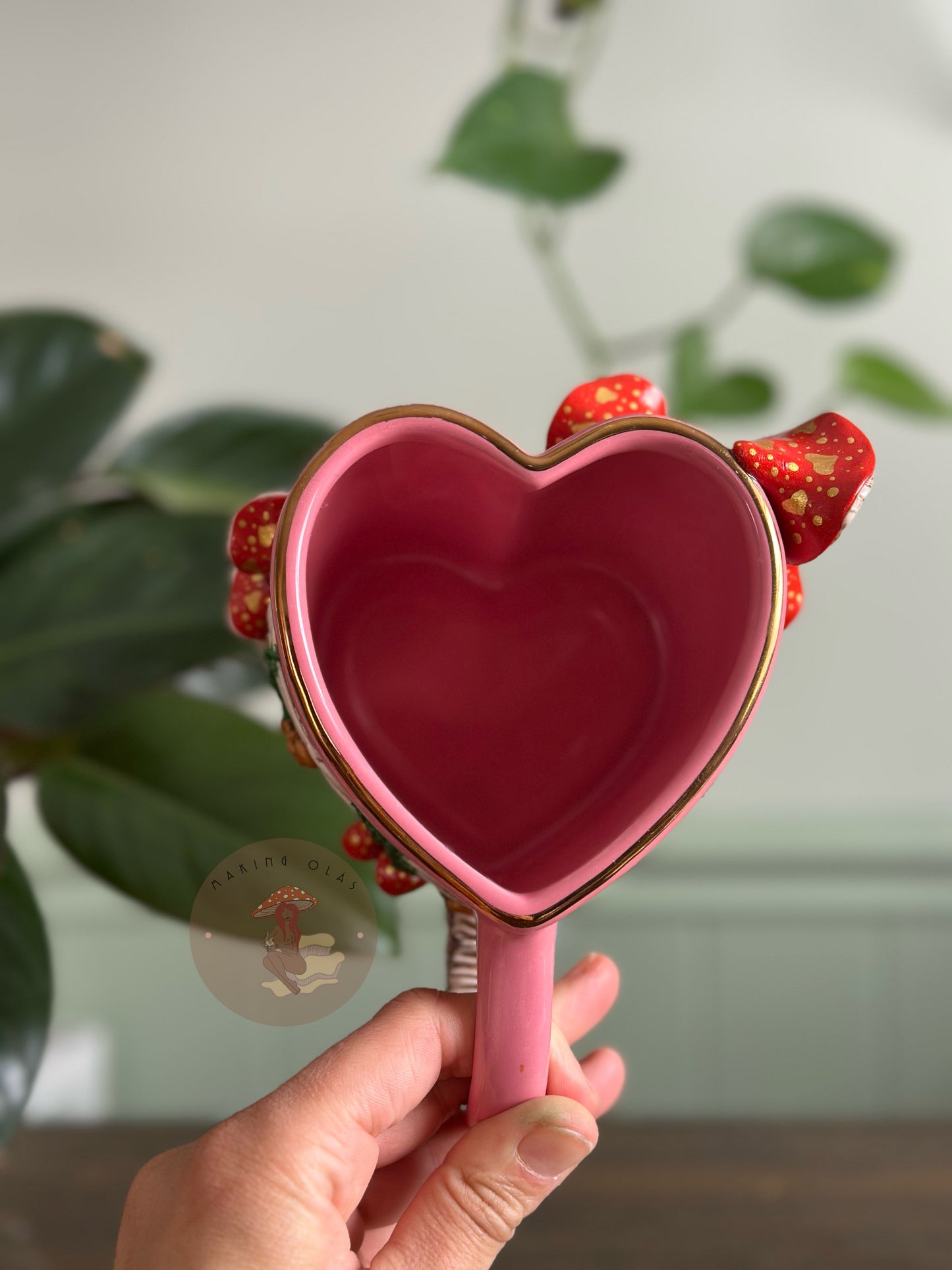Heart Mug | Red Mushrooms + Quartz
