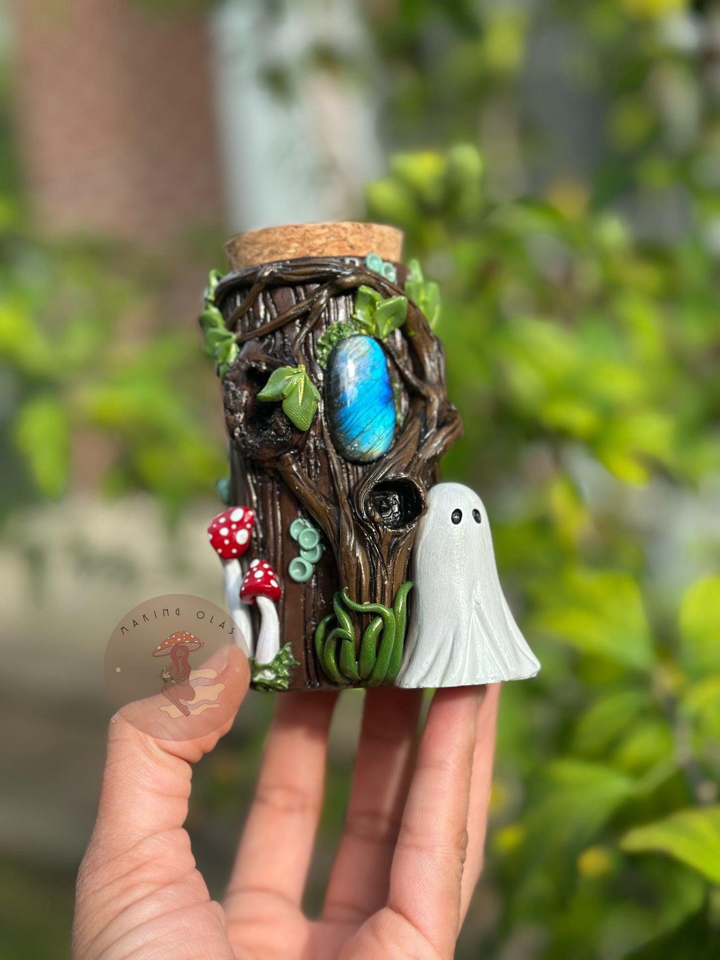 Jar | Labradorite + Fall Tree with Ghost