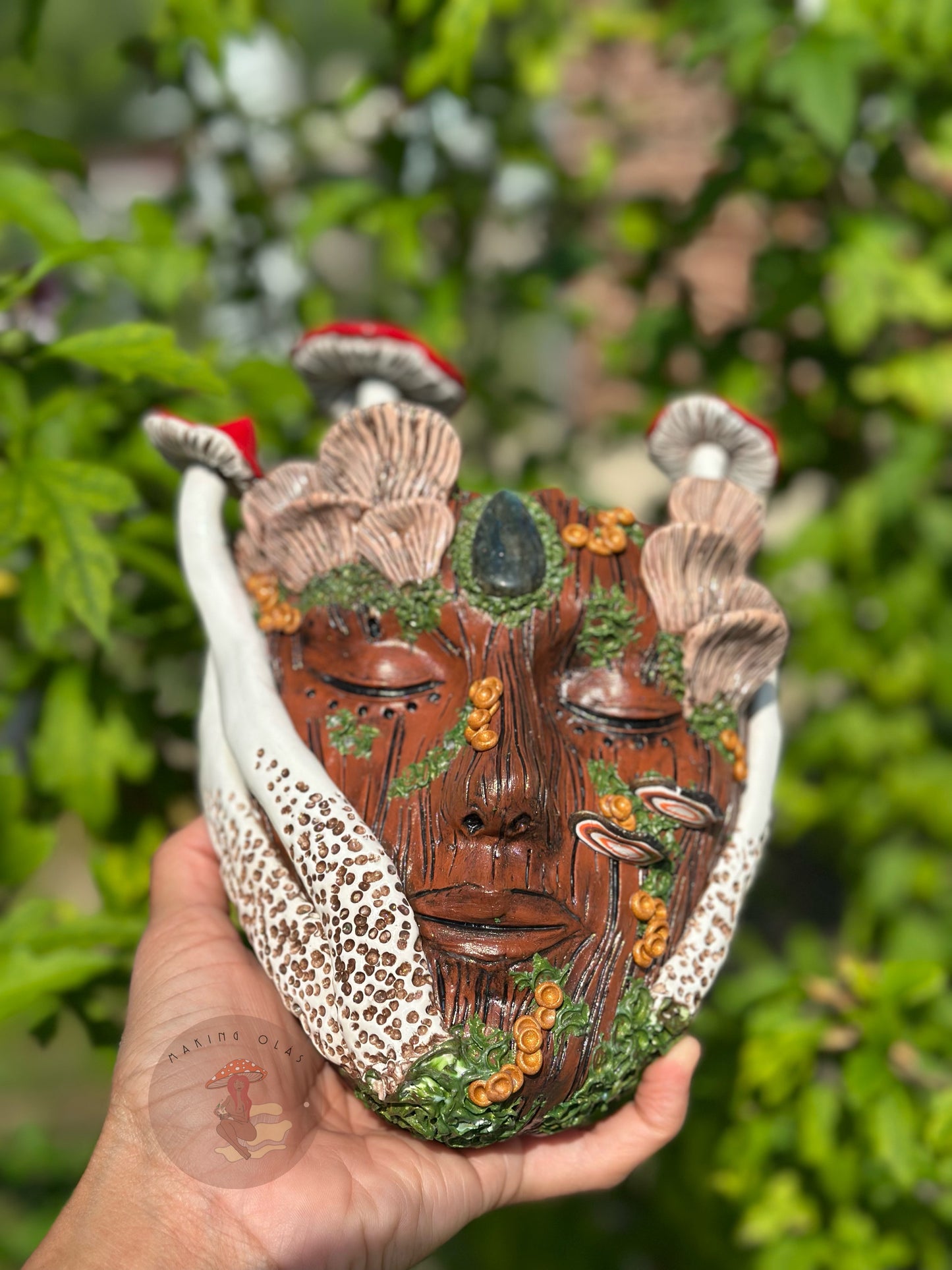 Hanging Wall Planter | PREORDER Forest Mushroom Goddess with Labradorite