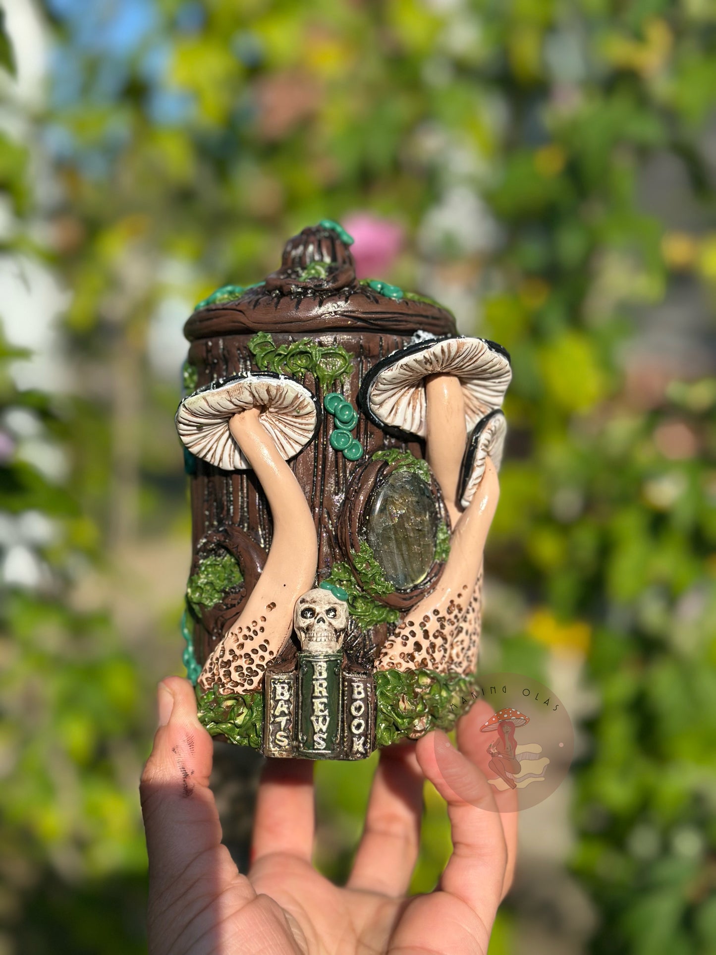 Jar | Labradorite + Black Mushrooms