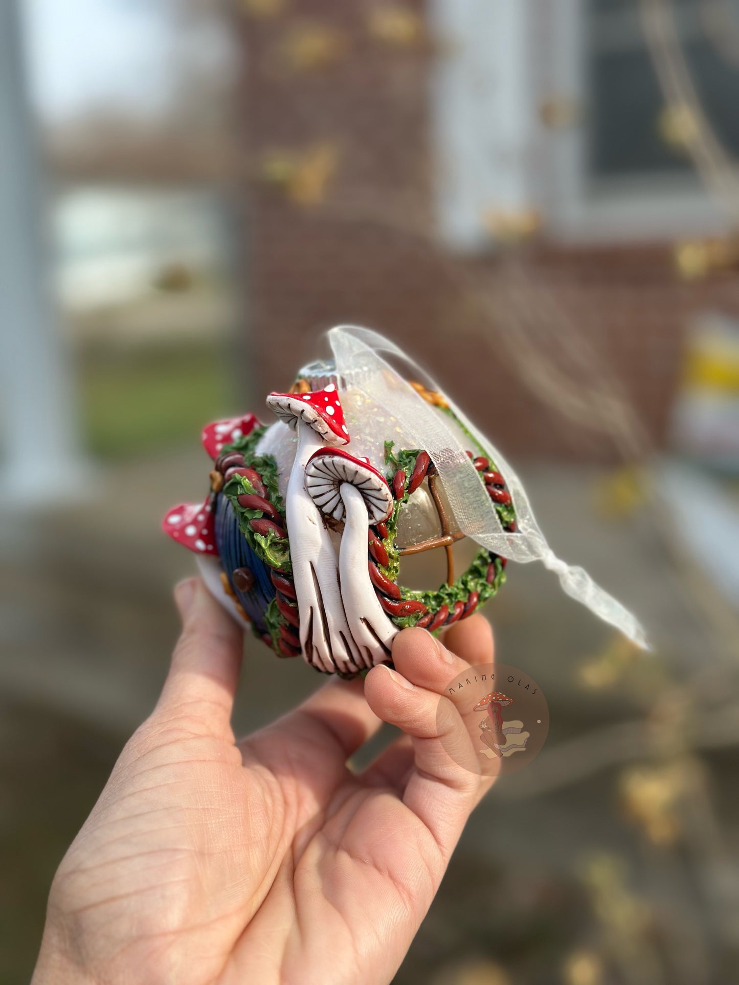 Ornament | Blue Door with Red Mushies