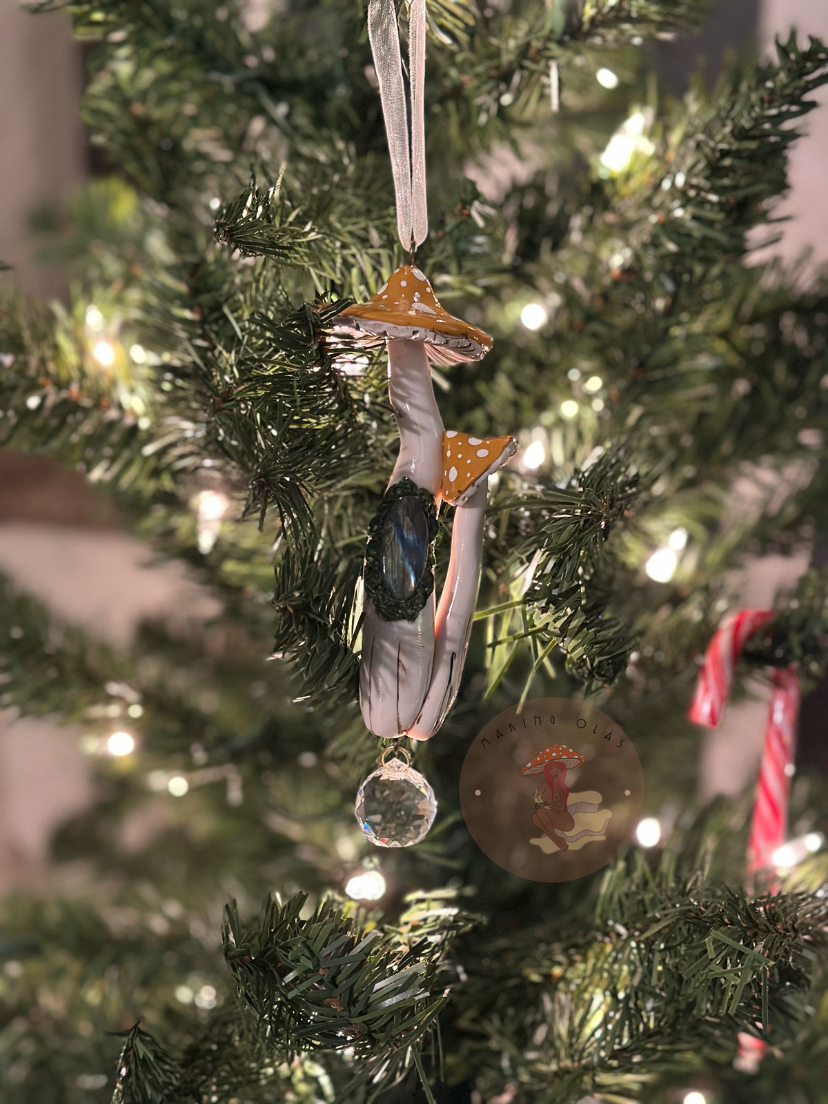 Ornament Preorder | Mushrooms with Labradorite + suncatcher