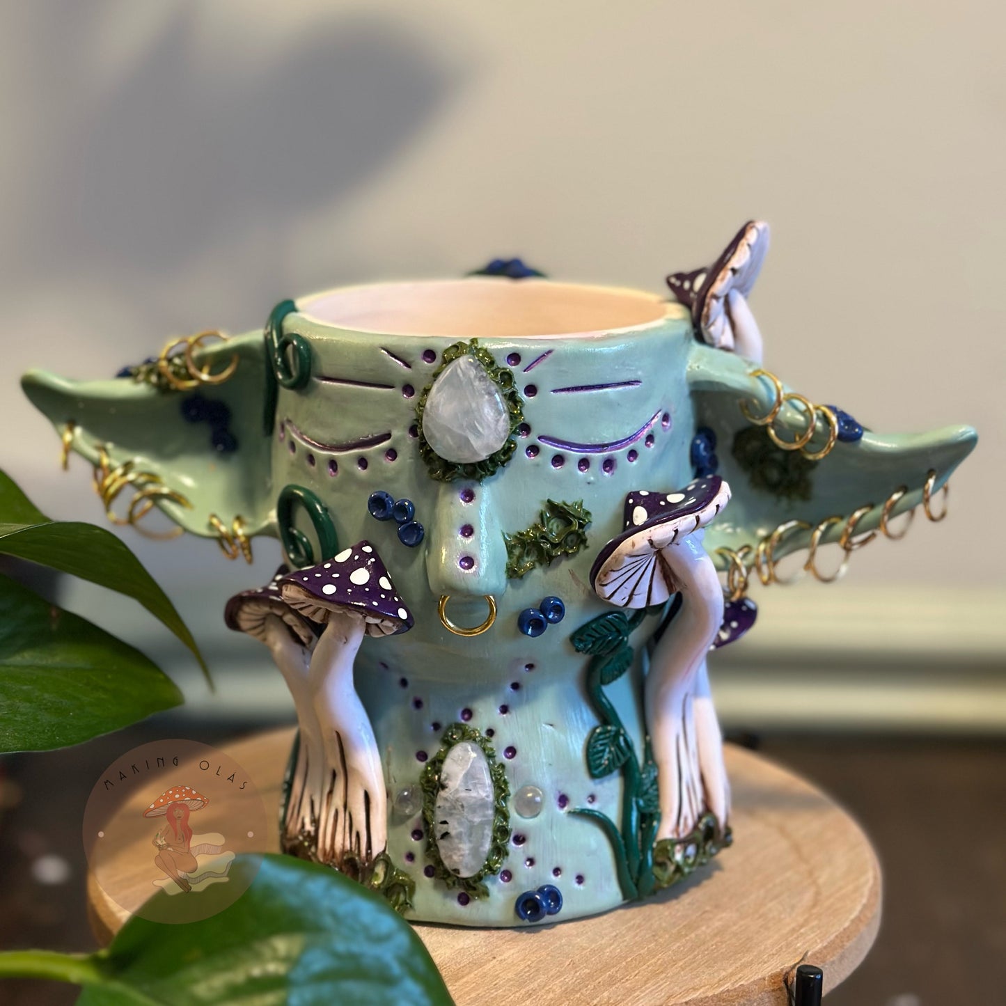 Plant Pot | Blue Elfin with Moonstones