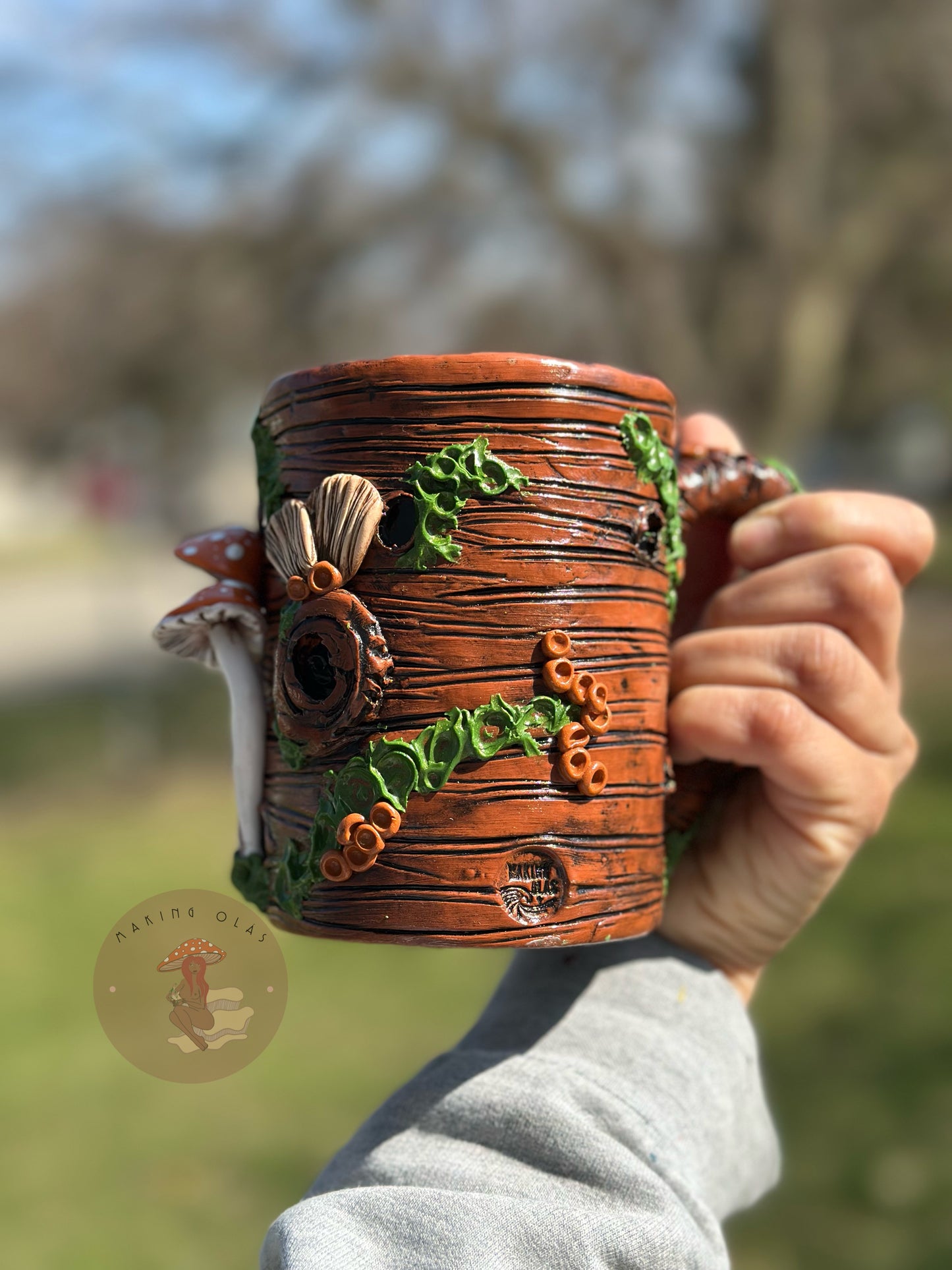 Mug | Labradorite with Orange Mushrooms