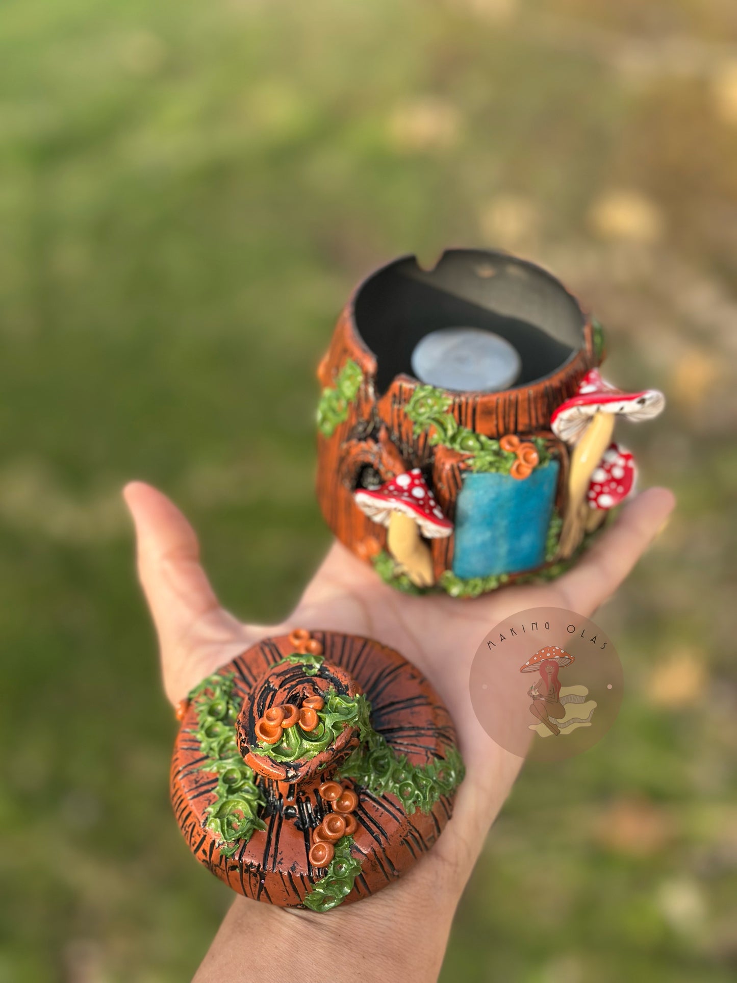 Ashtray | Red Mushrooms + Ocean Agate