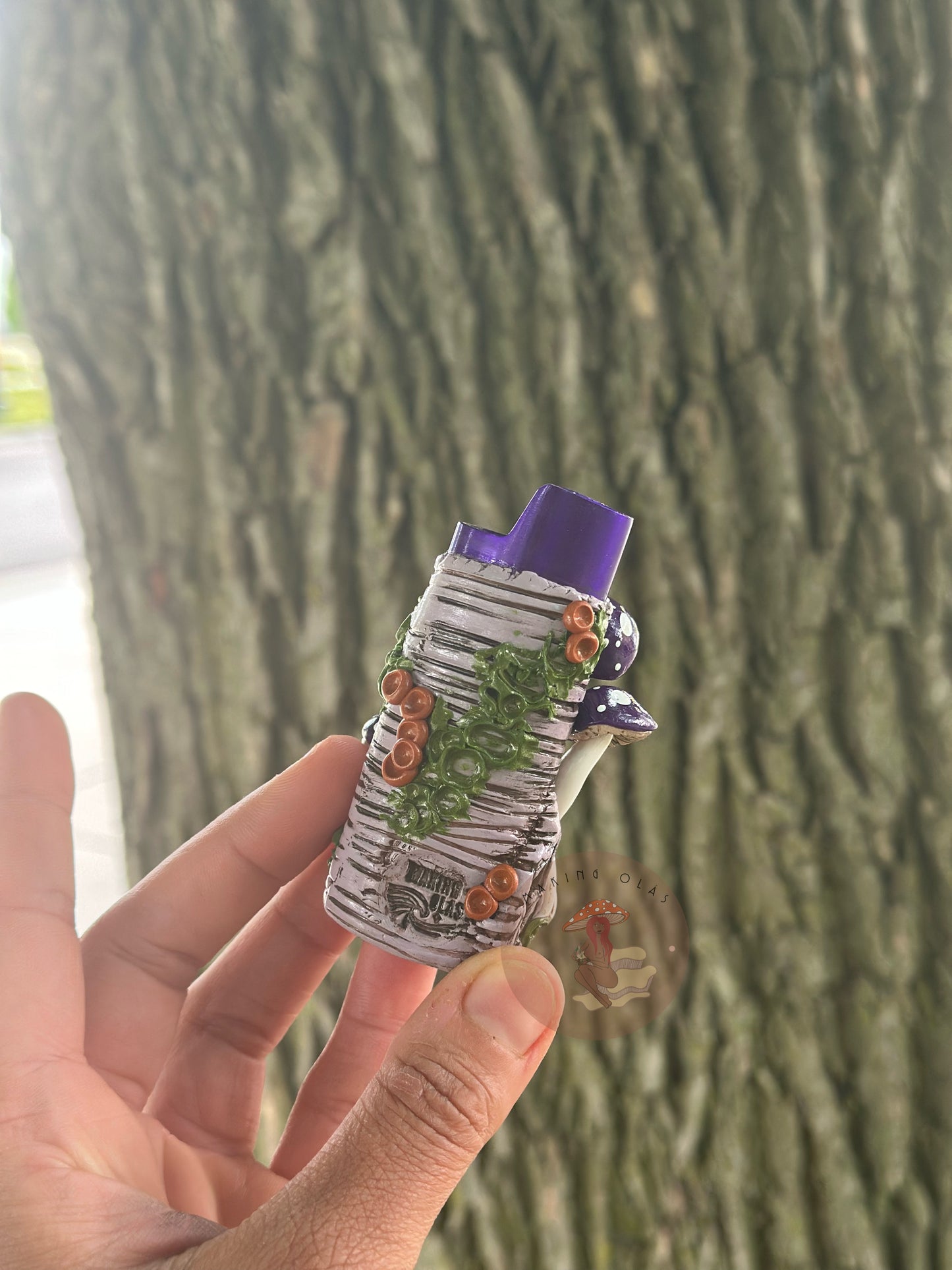 Lighter Cover | Purple Shrooms on Lavender Wood + Purple Quartz