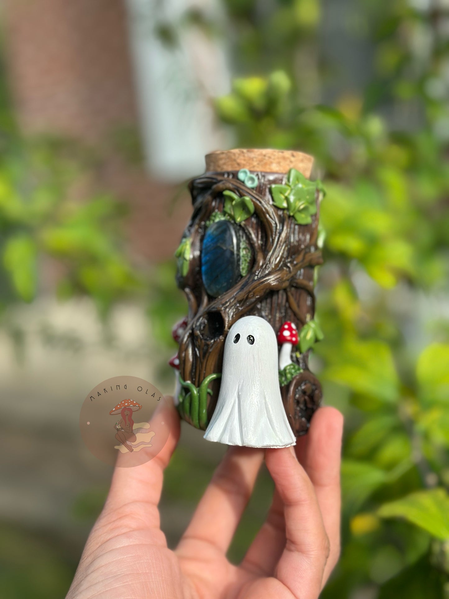 Jar | Labradorite + Fall Tree with Ghost