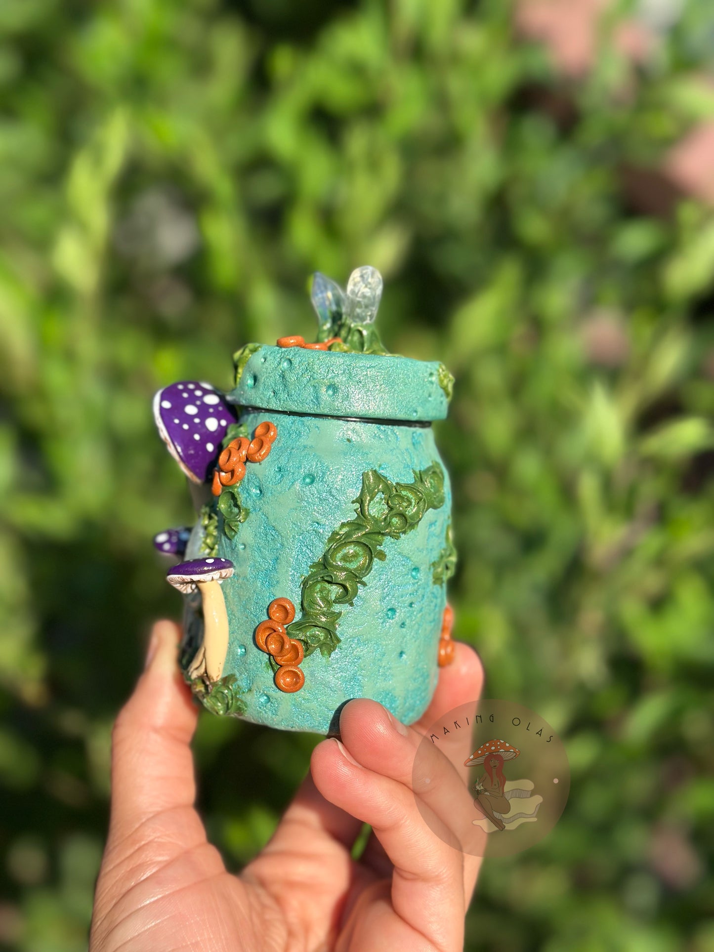 Jar | Moonstone with Purple Mushrooms + Quartz