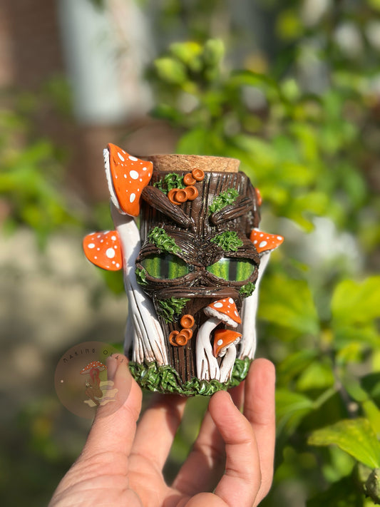 Jar | Grumpy Tree with Orange Mushrooms