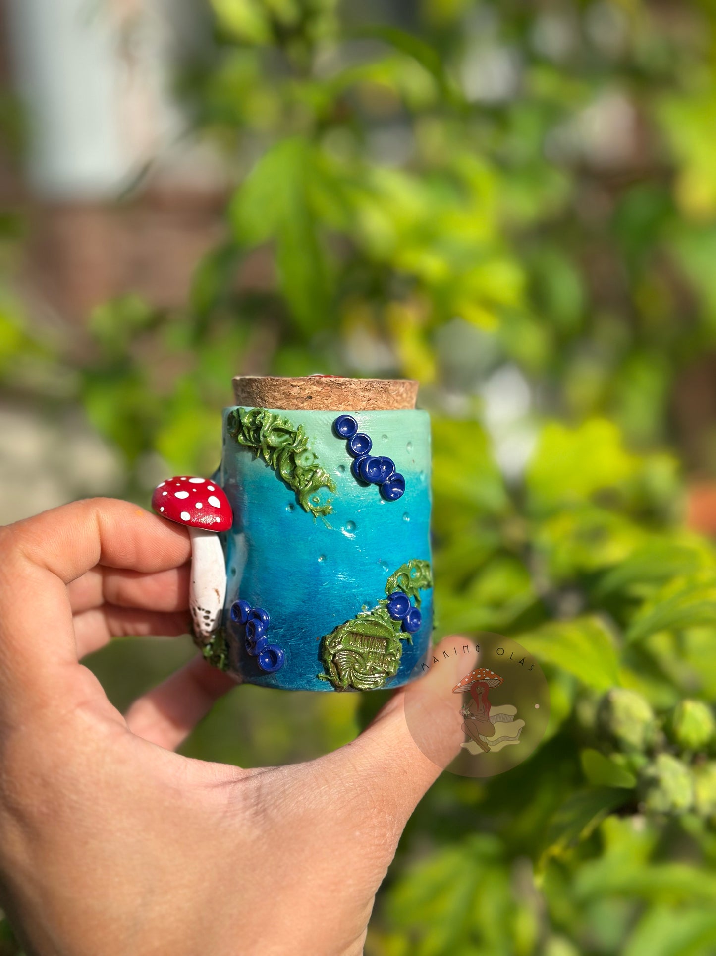 Jar | Labradorite + Ghost with Red Mushrooms