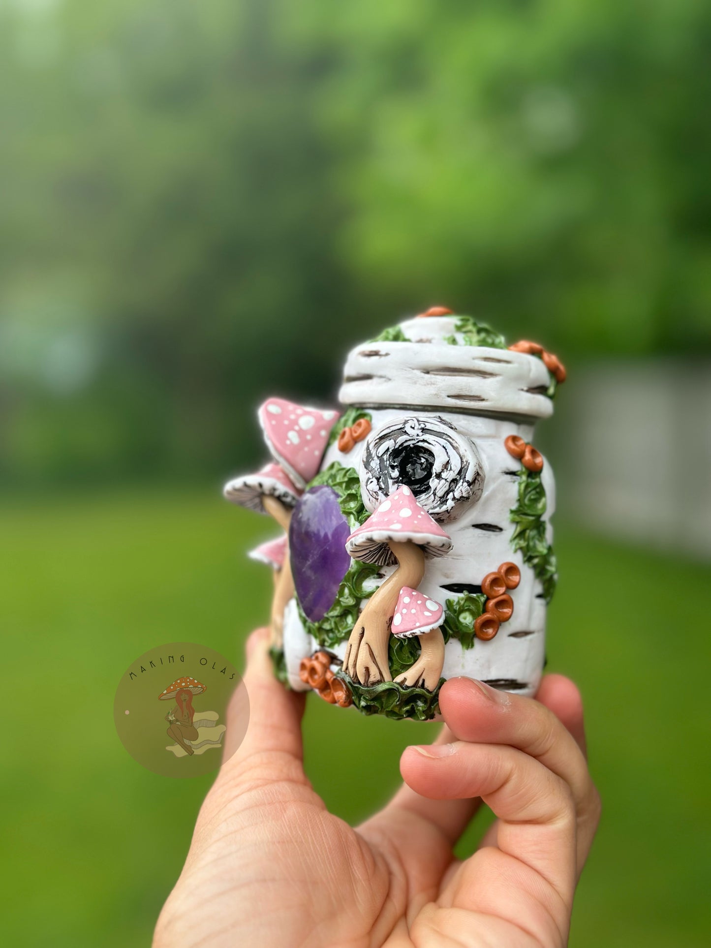 Jar | Amethyst with Pink Mushrooms