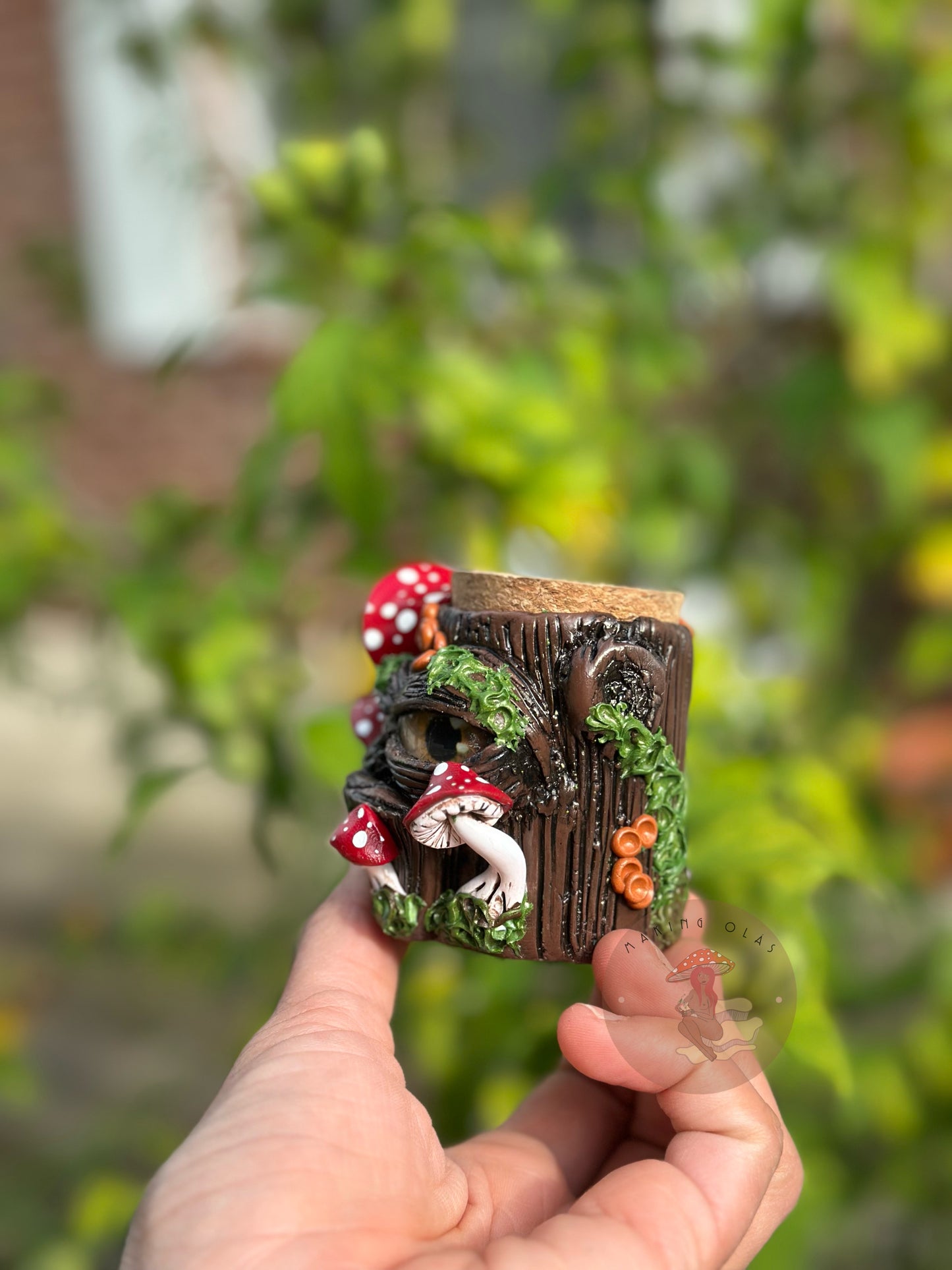 Jar | Grumpy Tree with Red Mushrooms