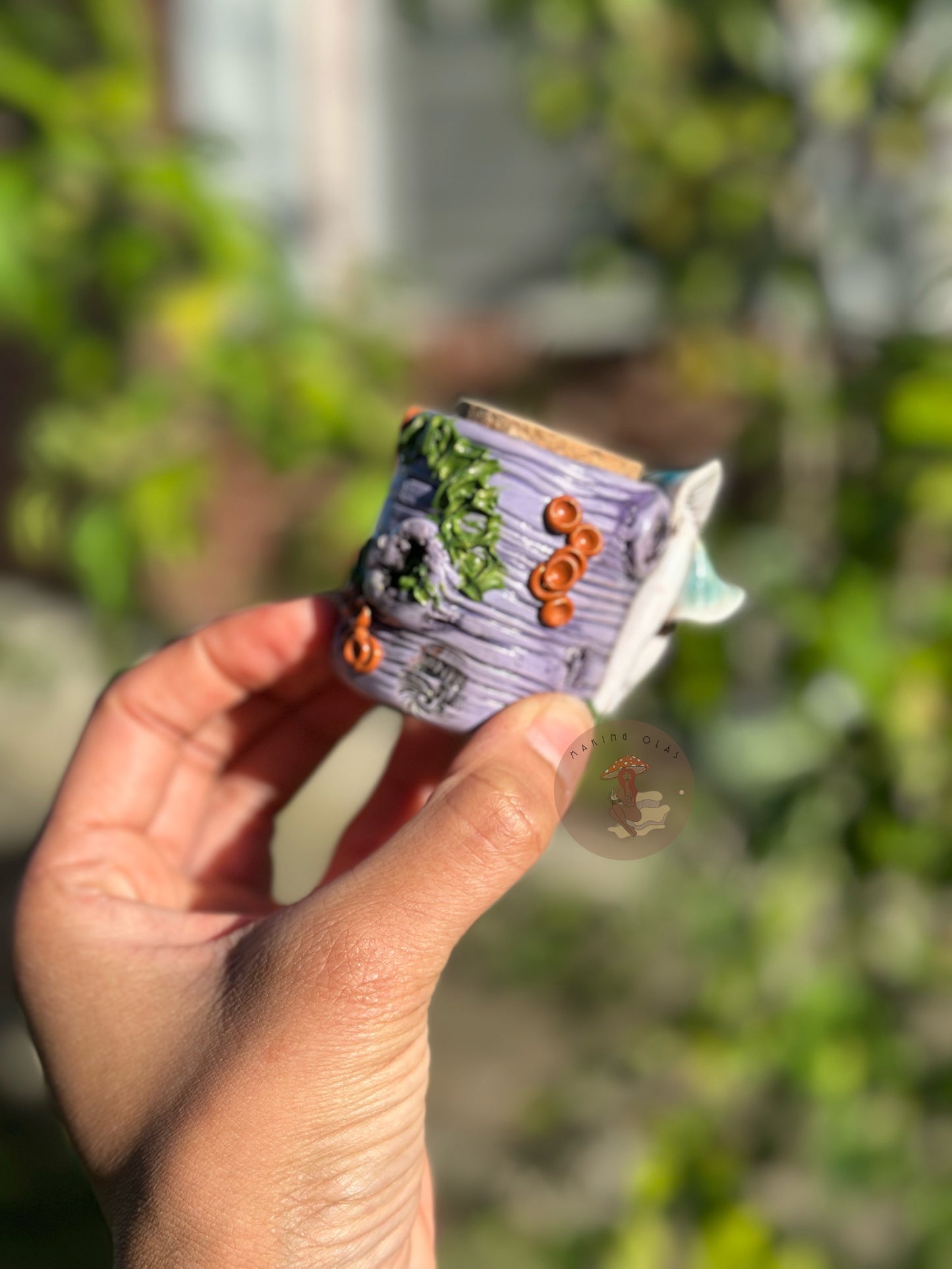 Jar | Moonstone + Ghost with Jade Mushrooms