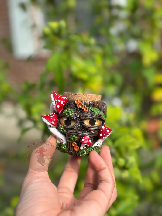 Jar | Grumpy Tree with Red Mushrooms