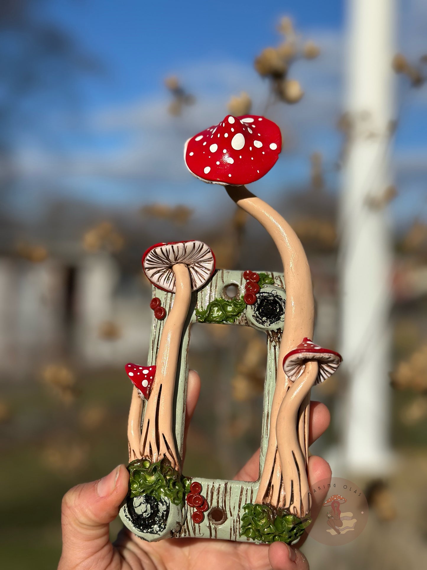 Light Toggle Switch Cover | Red Mushrooms