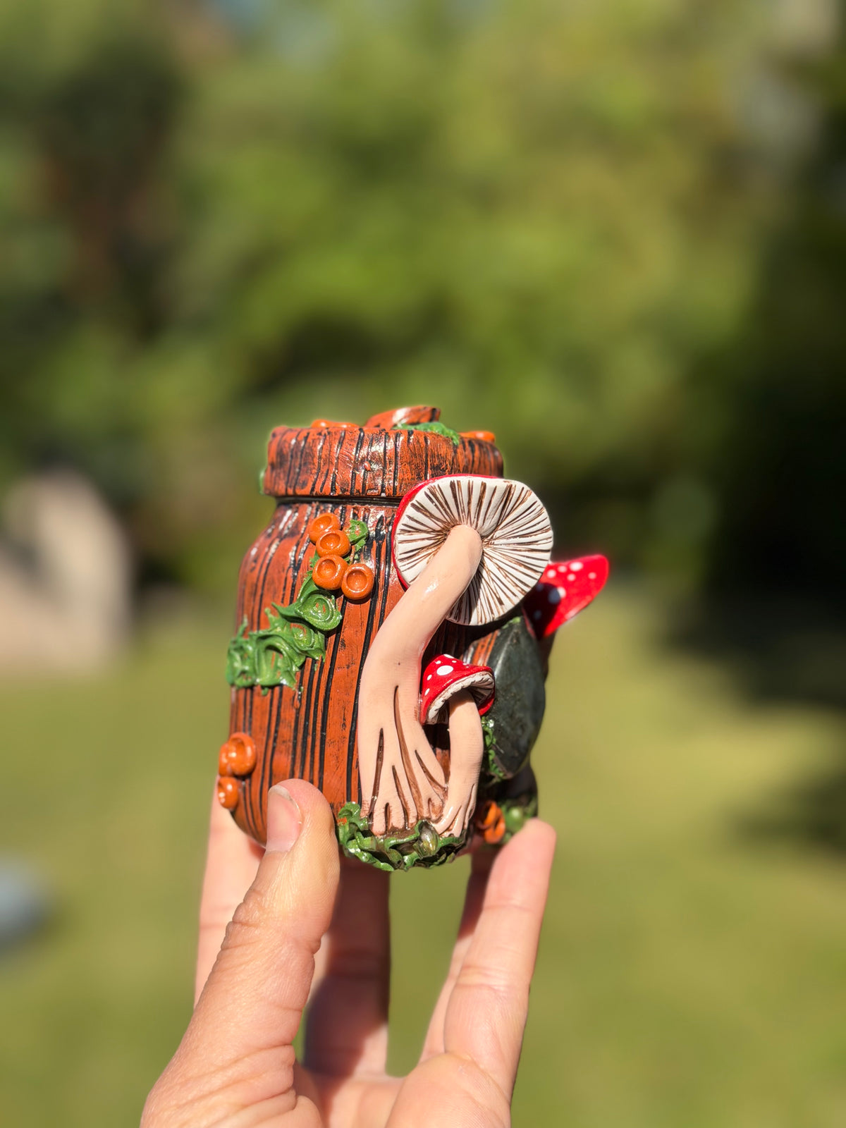 Jar | Labradorite with Red Mushrooms