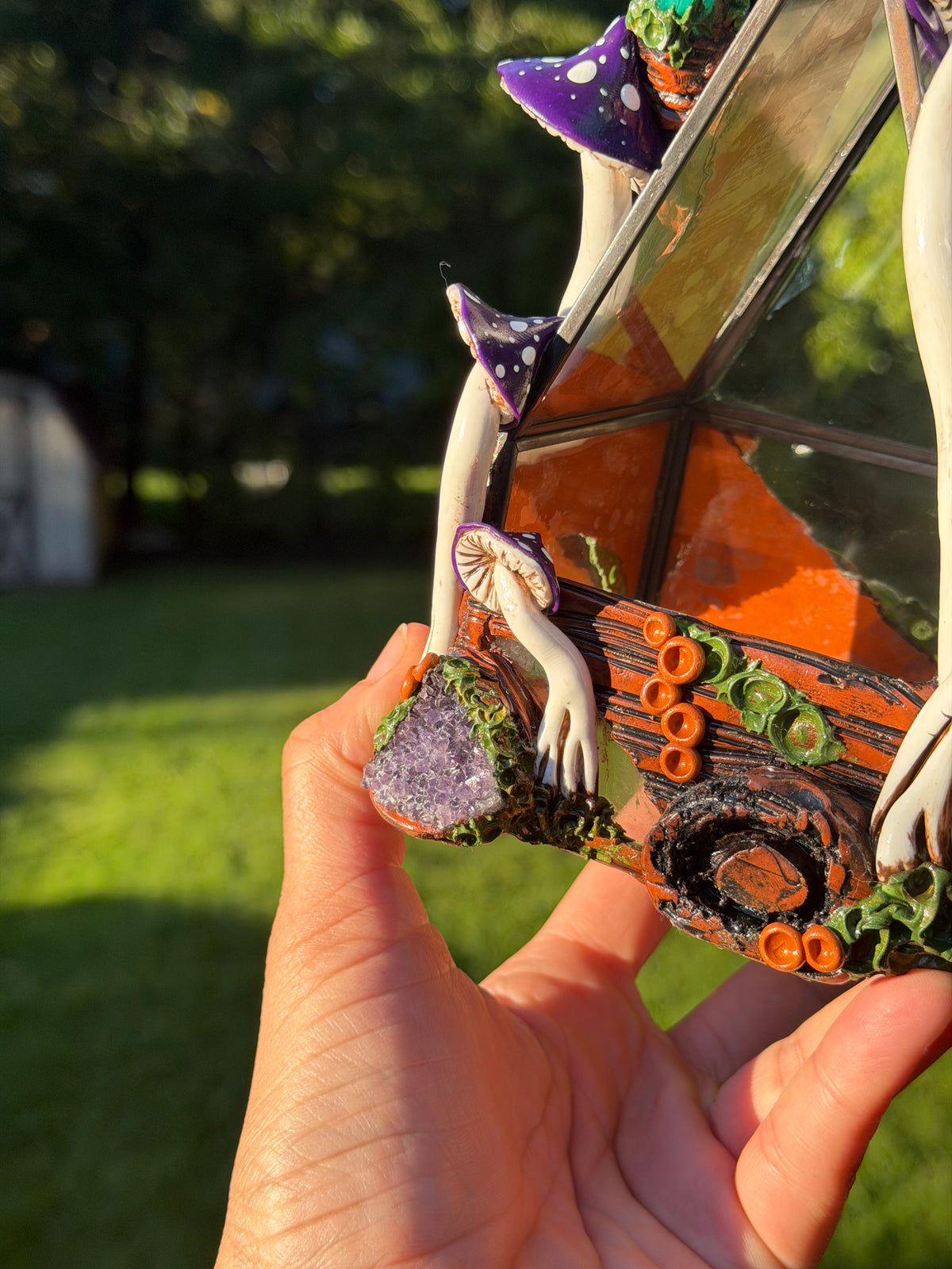 Terrarium | Purple Mushrooms with Amerthyst + Quartz