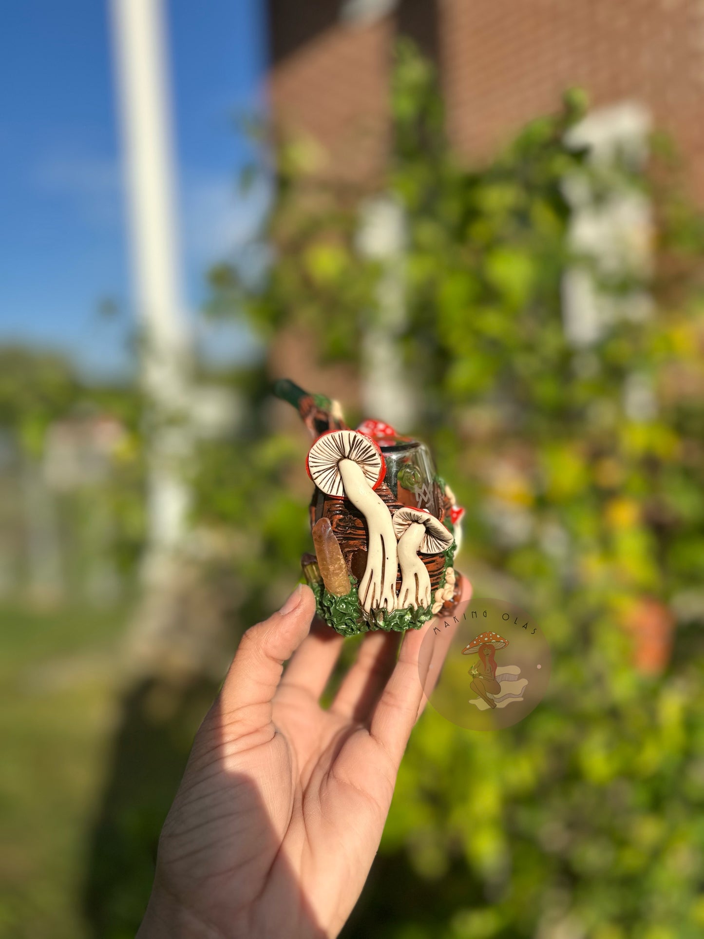 MJ Arsenal Bubbler | Red Mushrooms with Quartz
