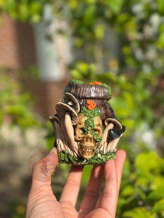 Jar | Skull with Black Mushrooms