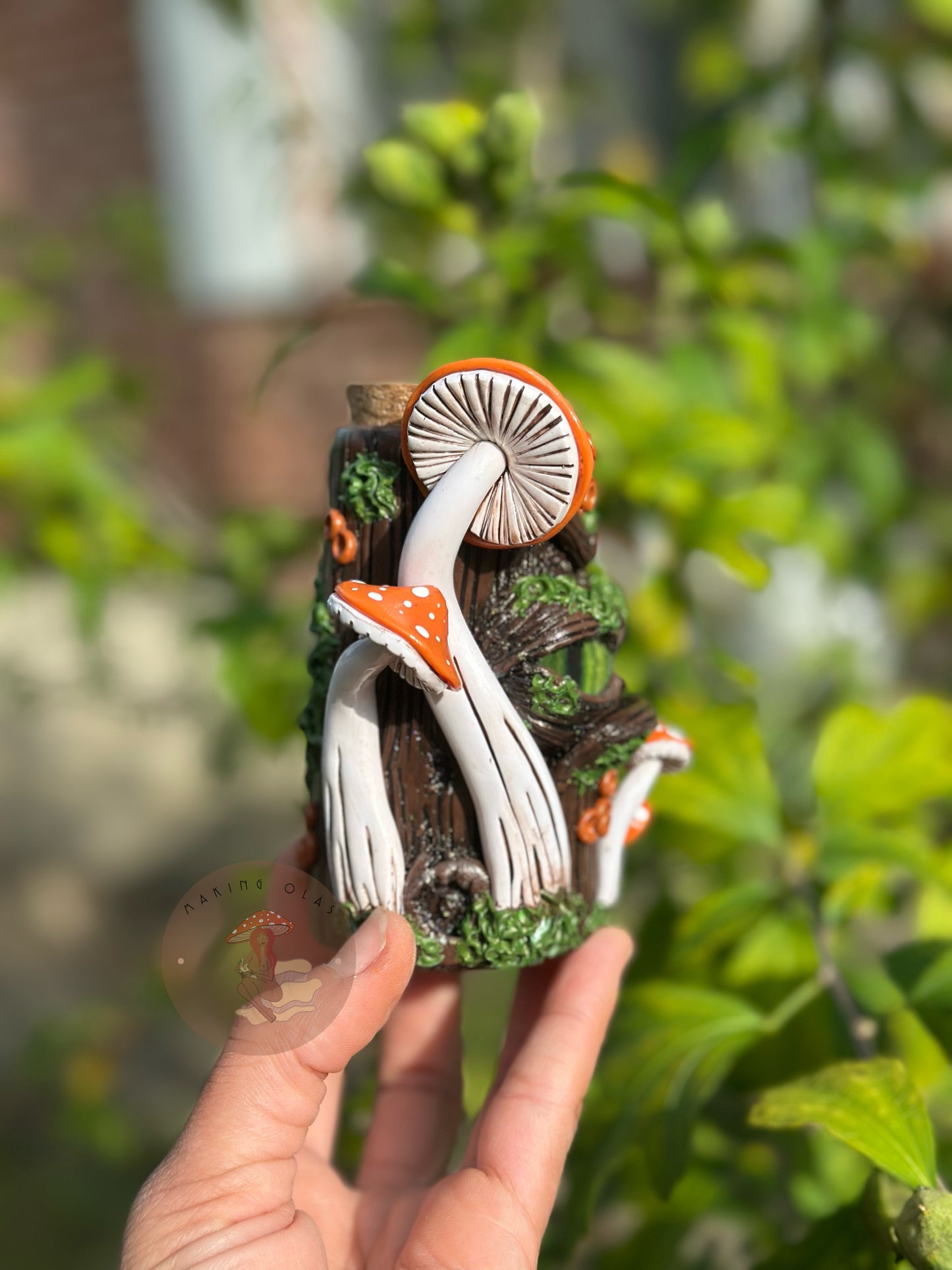 Jar | Grumpy Tree with Orange Mushrooms