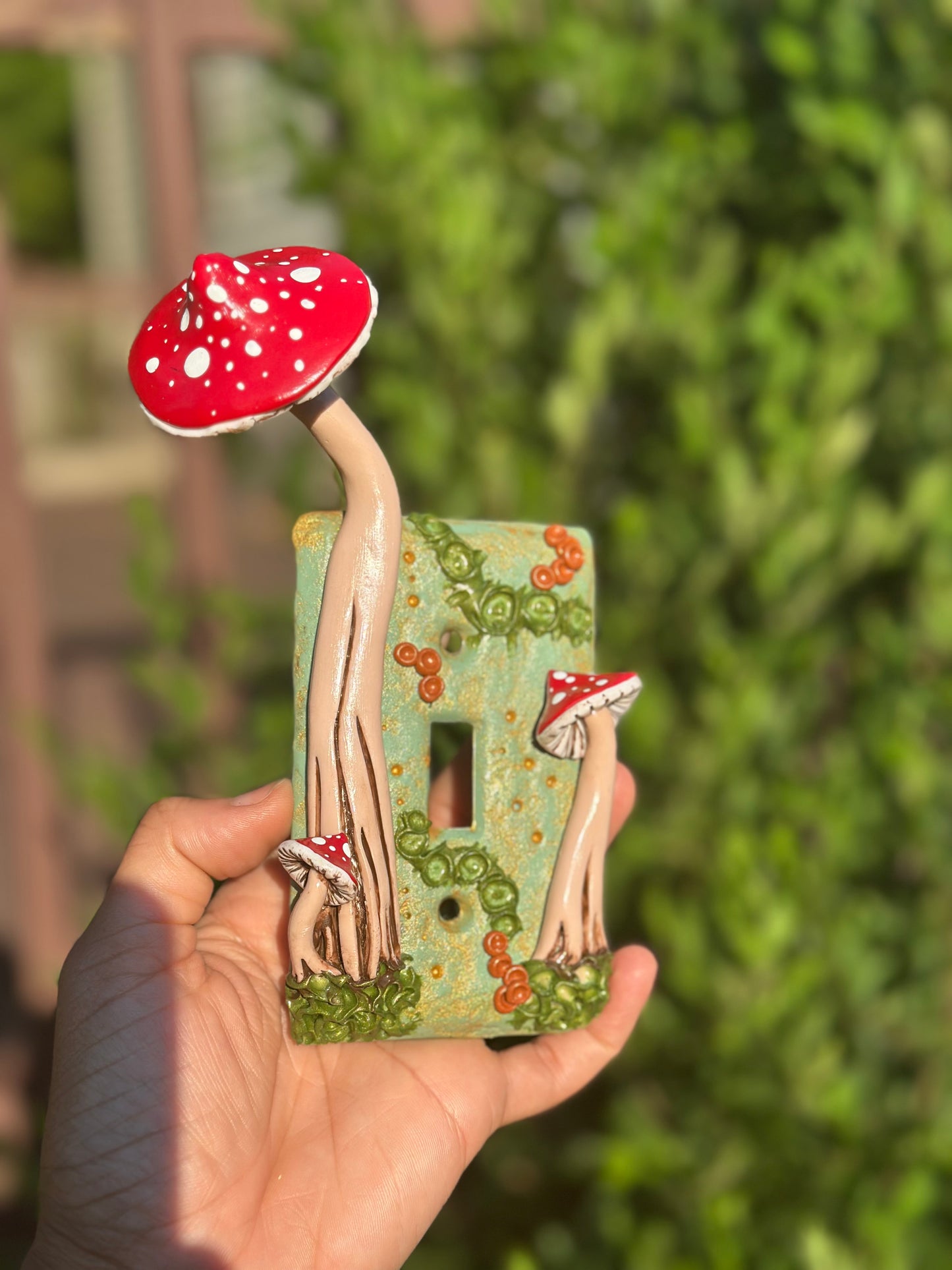 Light Switch Cover | Red Mushrooms on Sage