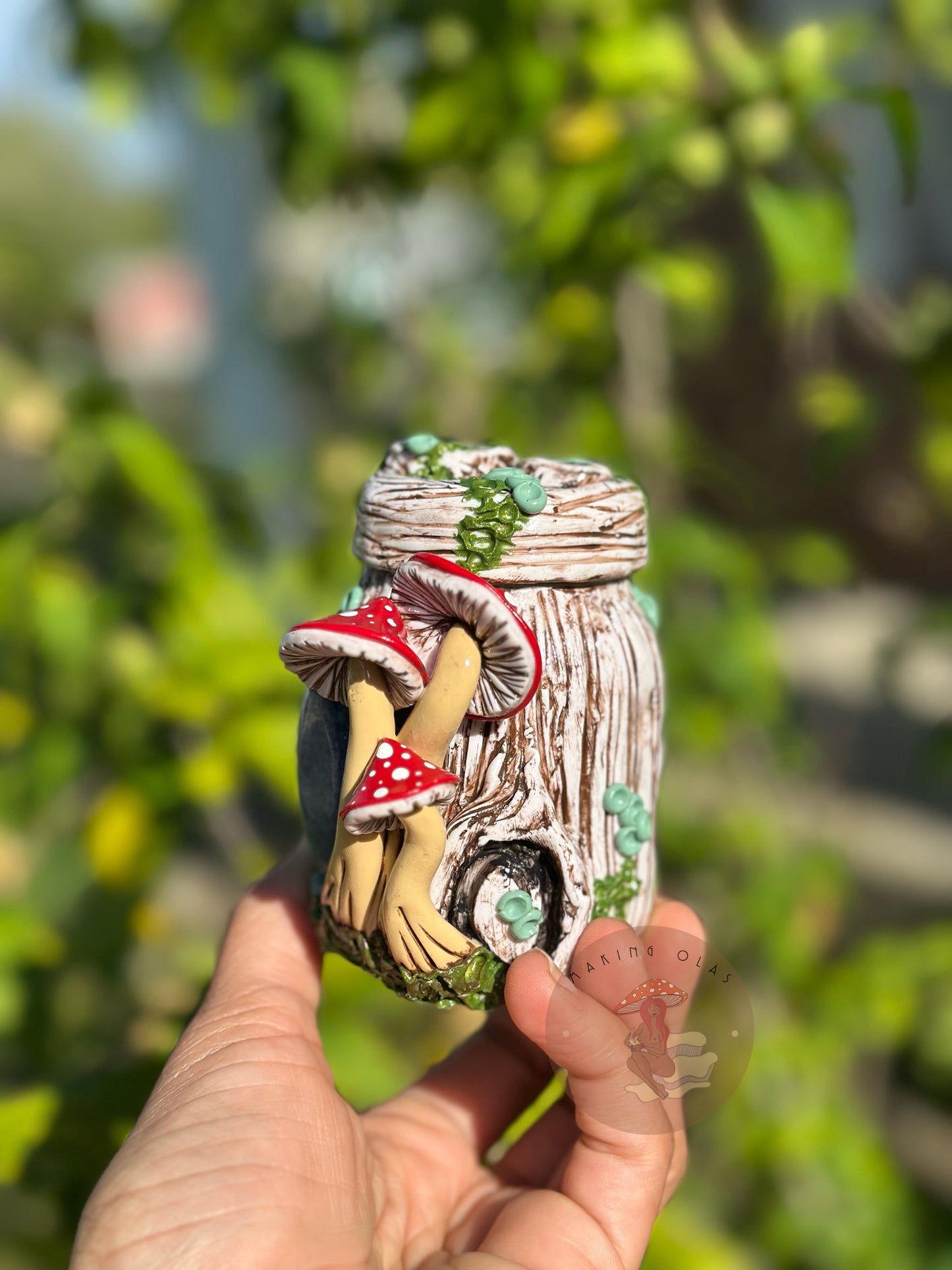 Jar | Lapis with Red Mushrooms