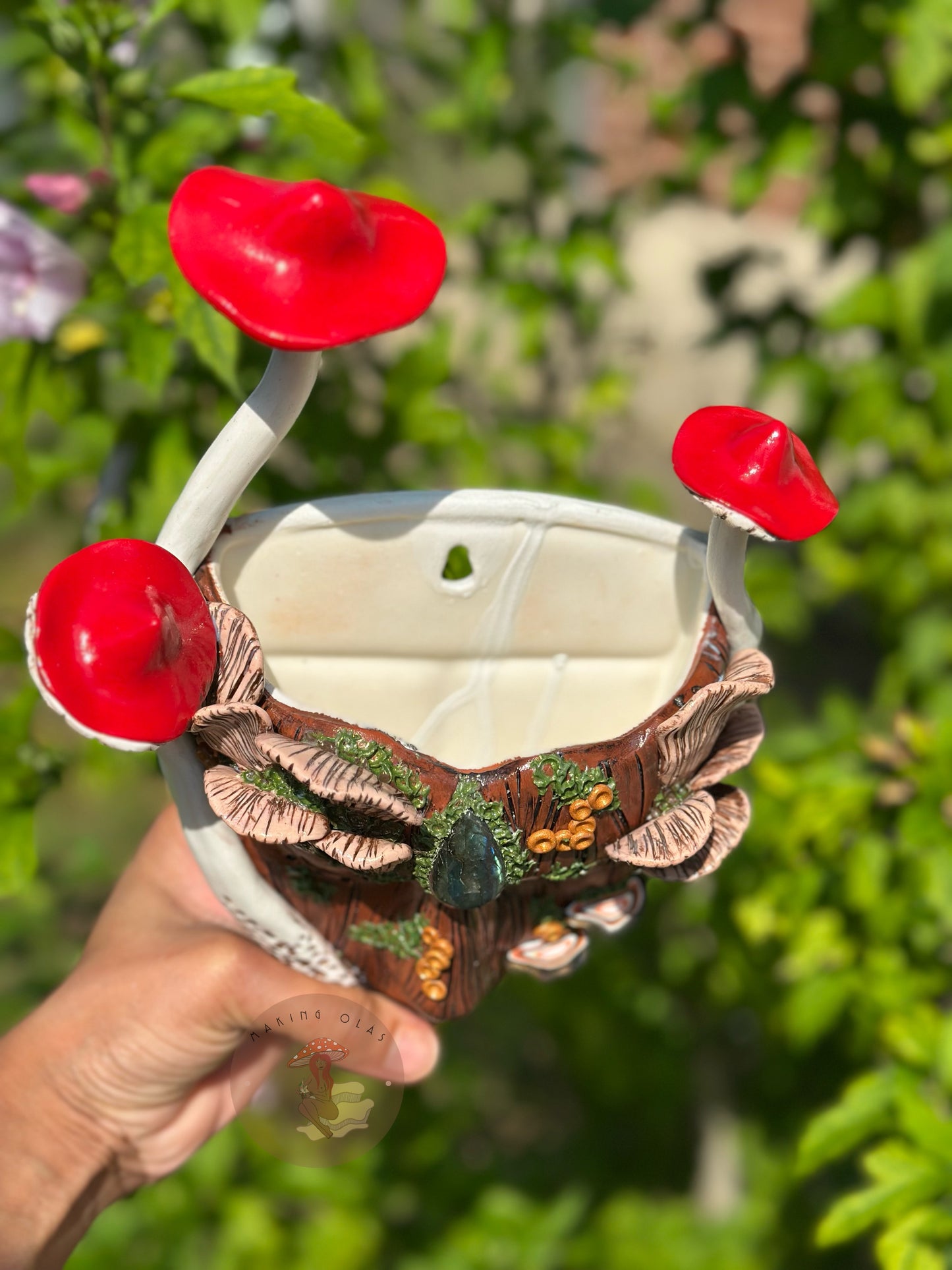Hanging Wall Planter | PREORDER Forest Mushroom Goddess with Labradorite