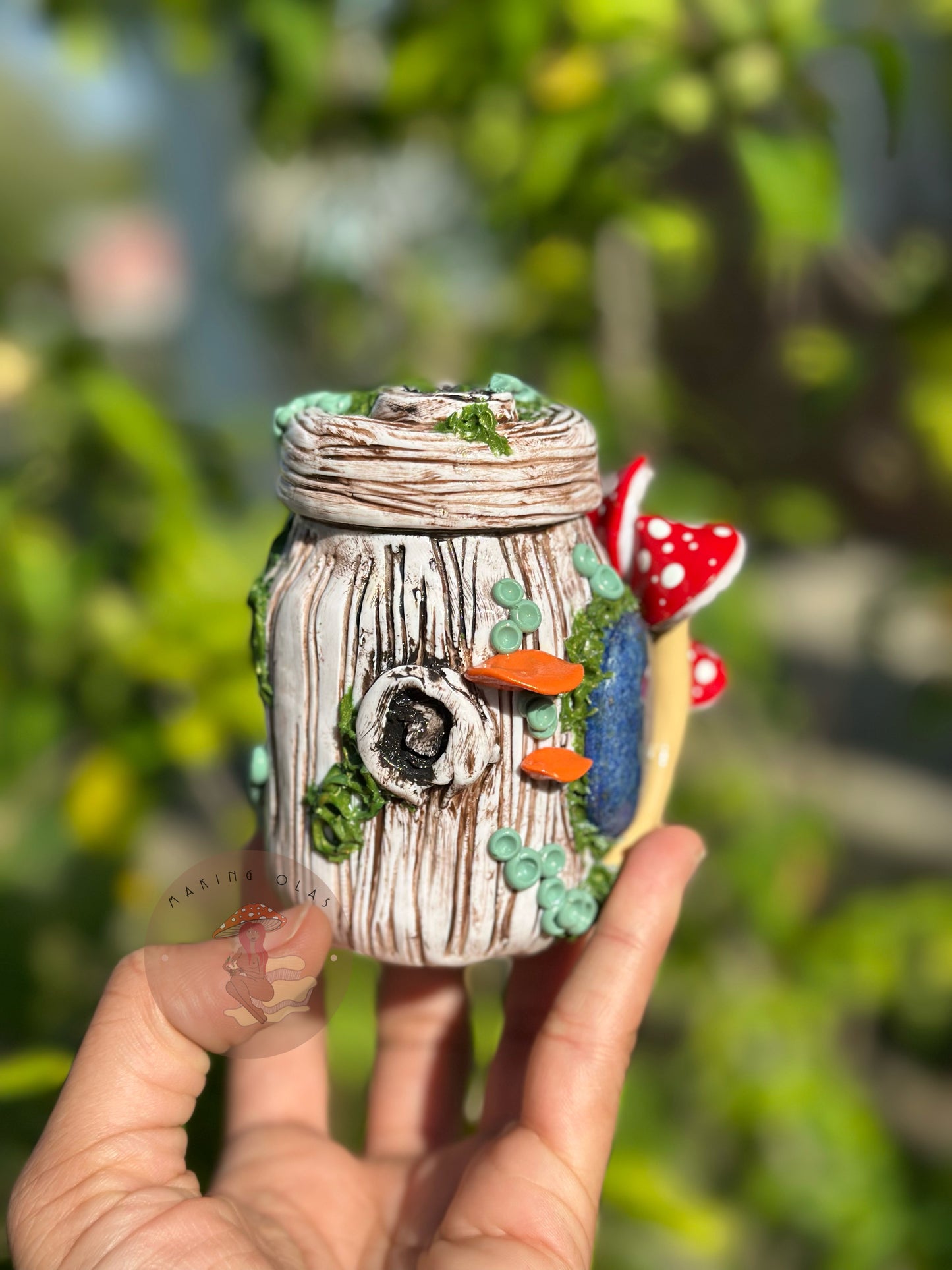 Jar | Lapis with Red Mushrooms