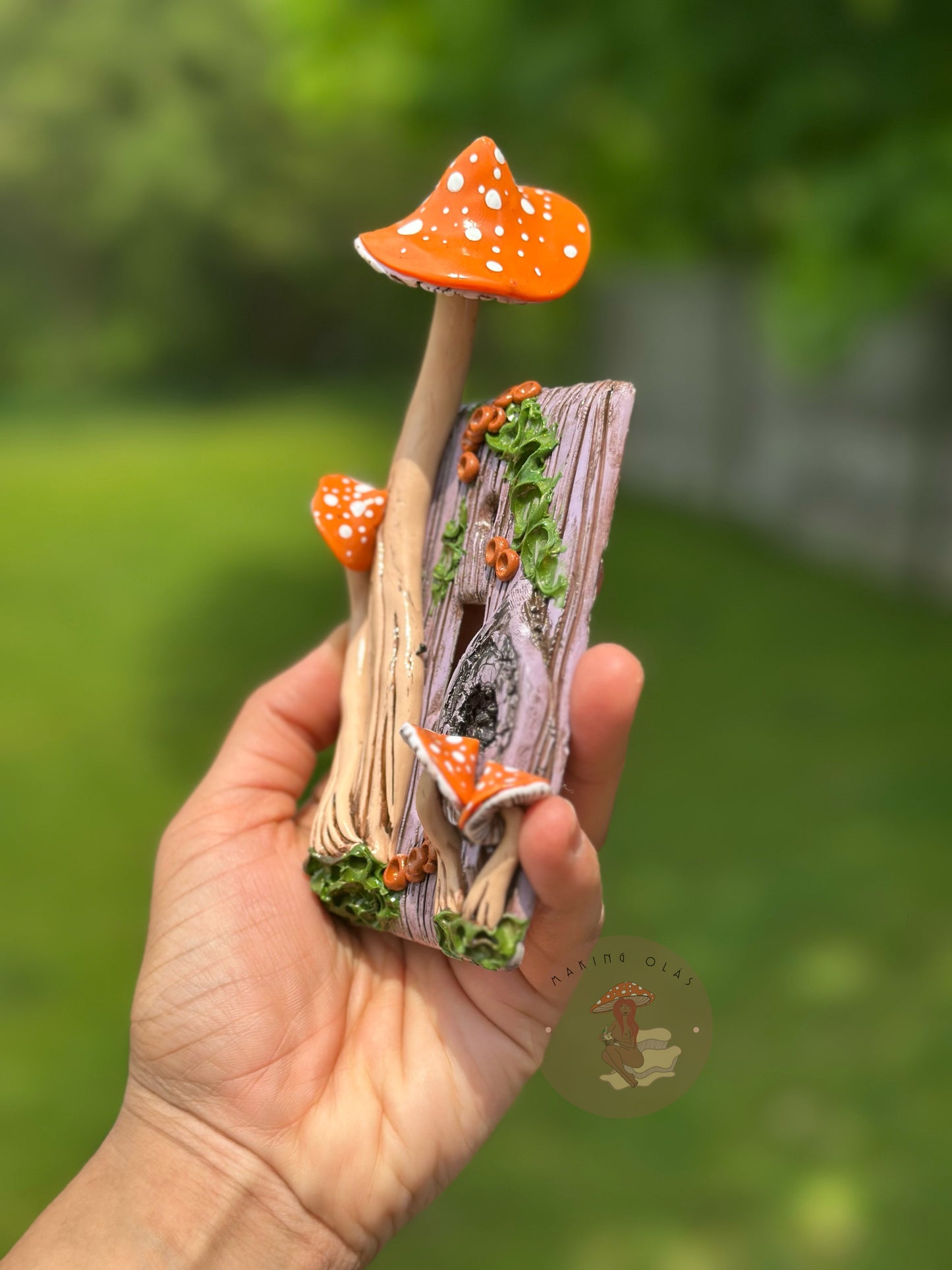 Light Switch Cover | Orange Mushrooms on Lilac Wood