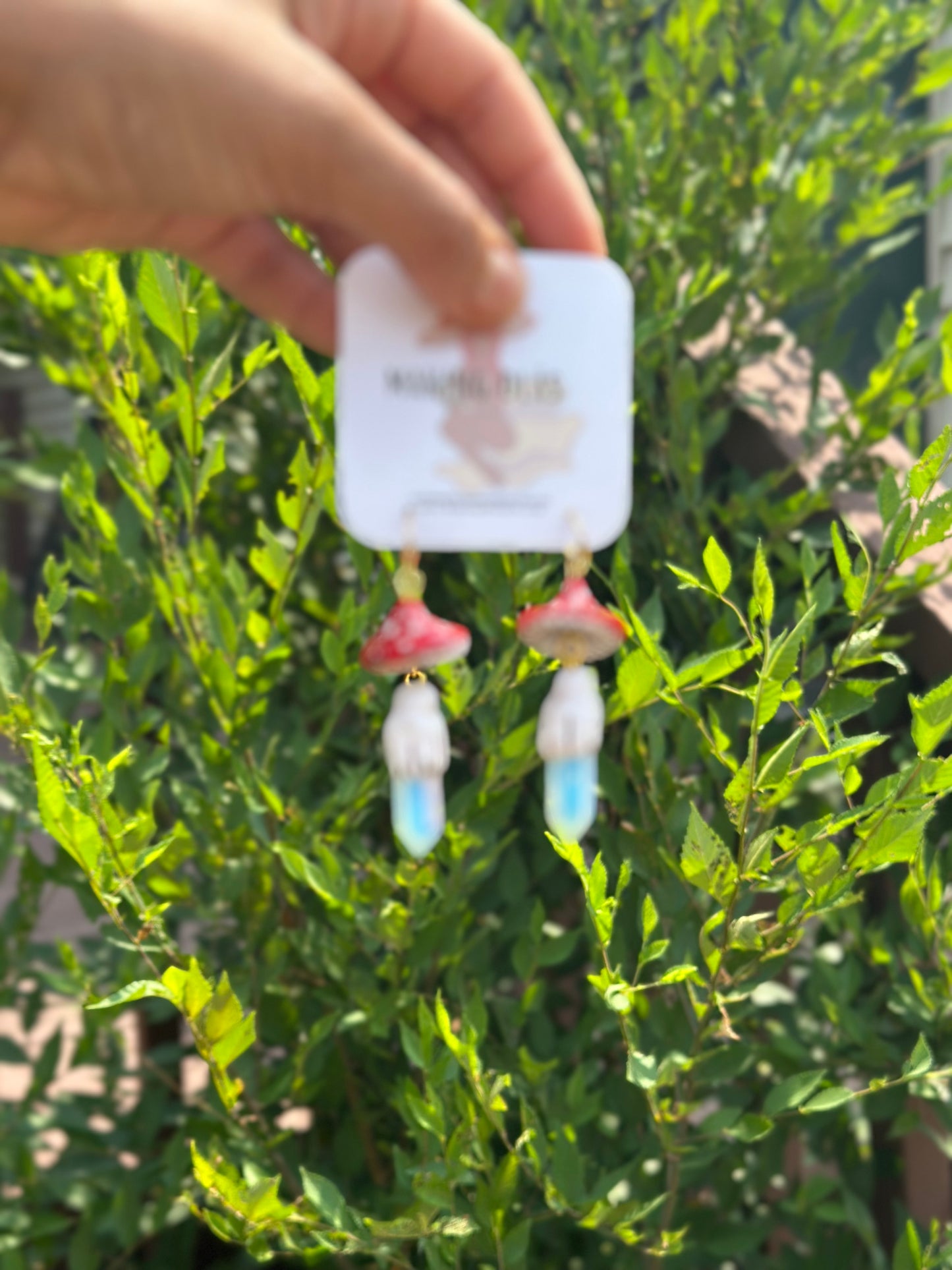 Earrings | Red Mushies with Opalite