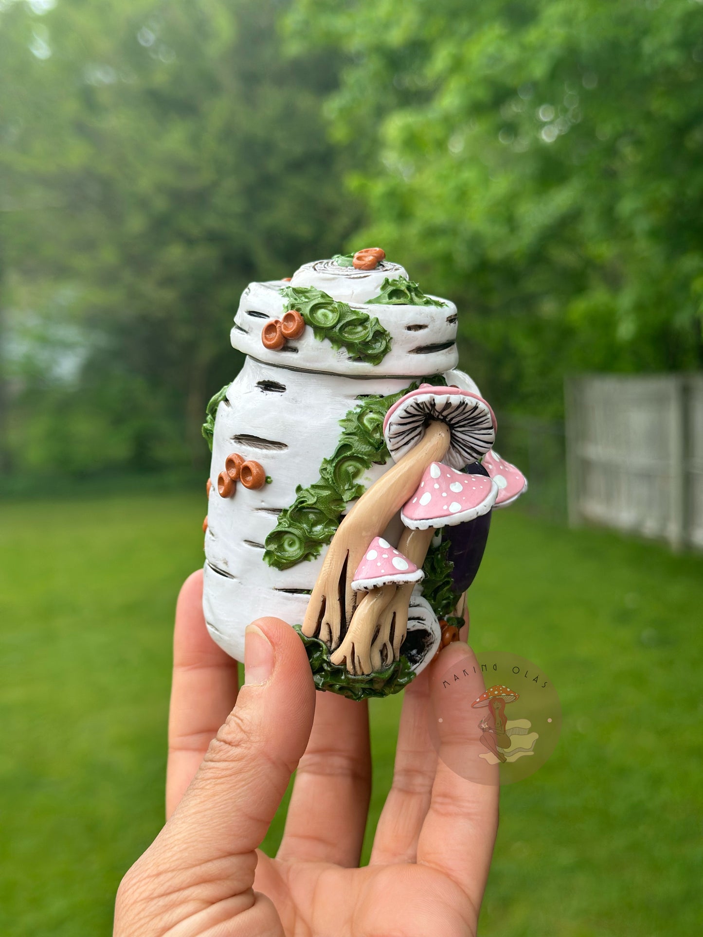 Jar | Amethyst with Pink Mushrooms