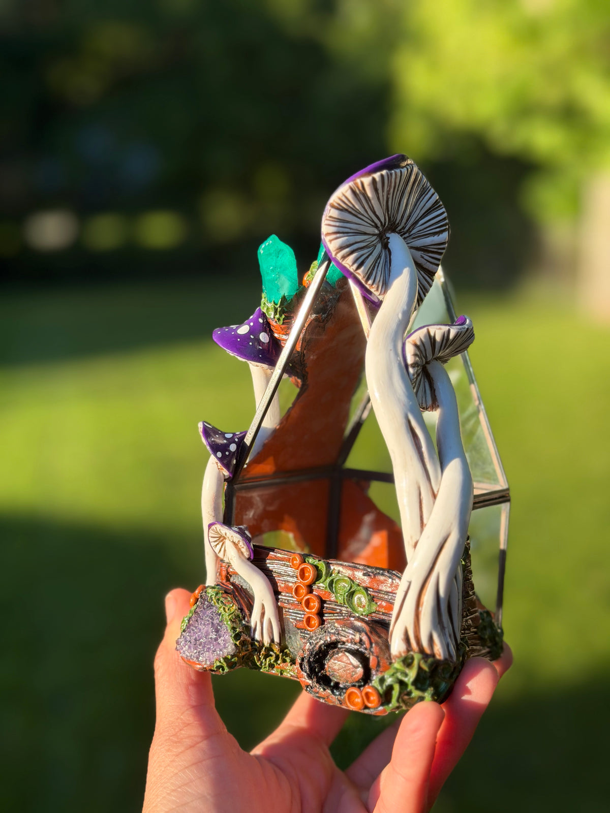 Terrarium | Purple Mushrooms with Amerthyst + Quartz