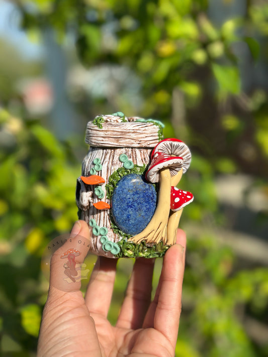 Jar | Lapis with Red Mushrooms