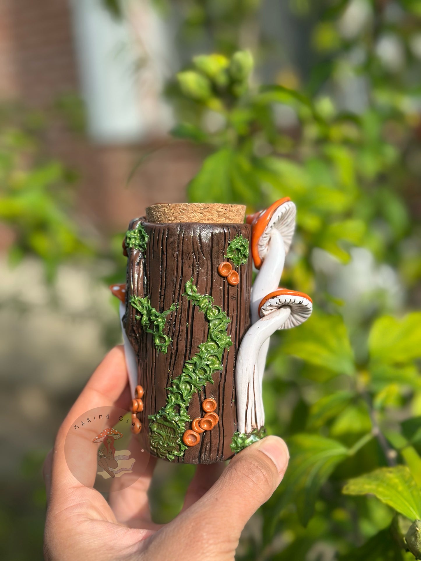 Jar | Grumpy Tree with Orange Mushrooms