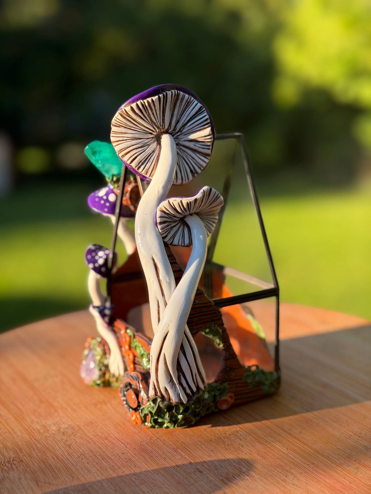 Terrarium | Purple Mushrooms with Amerthyst + Quartz