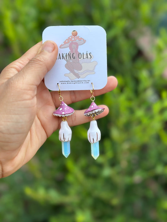 Earrings | Mauve Mushies with Opalites