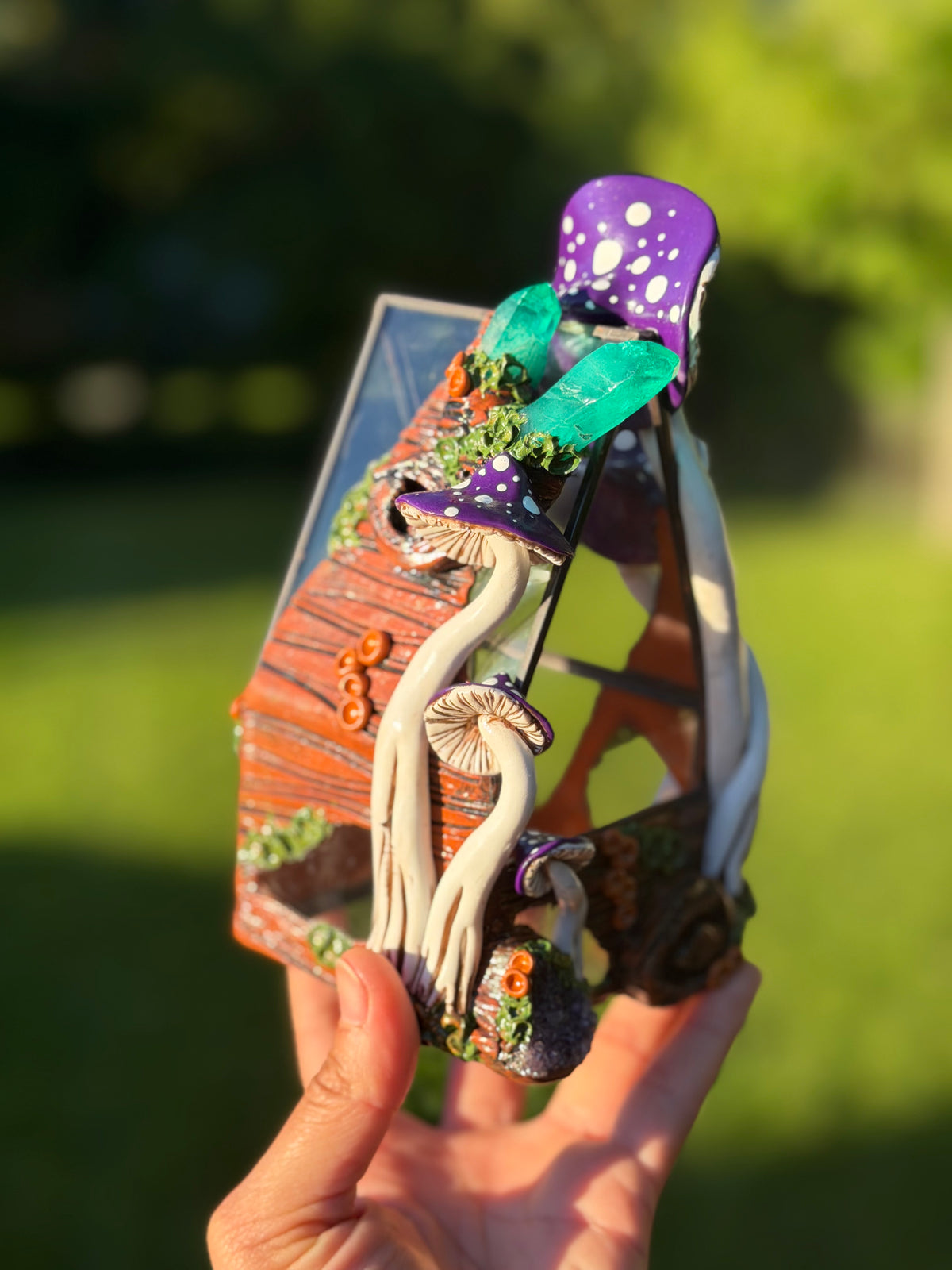Terrarium | Purple Mushrooms with Amerthyst + Quartz