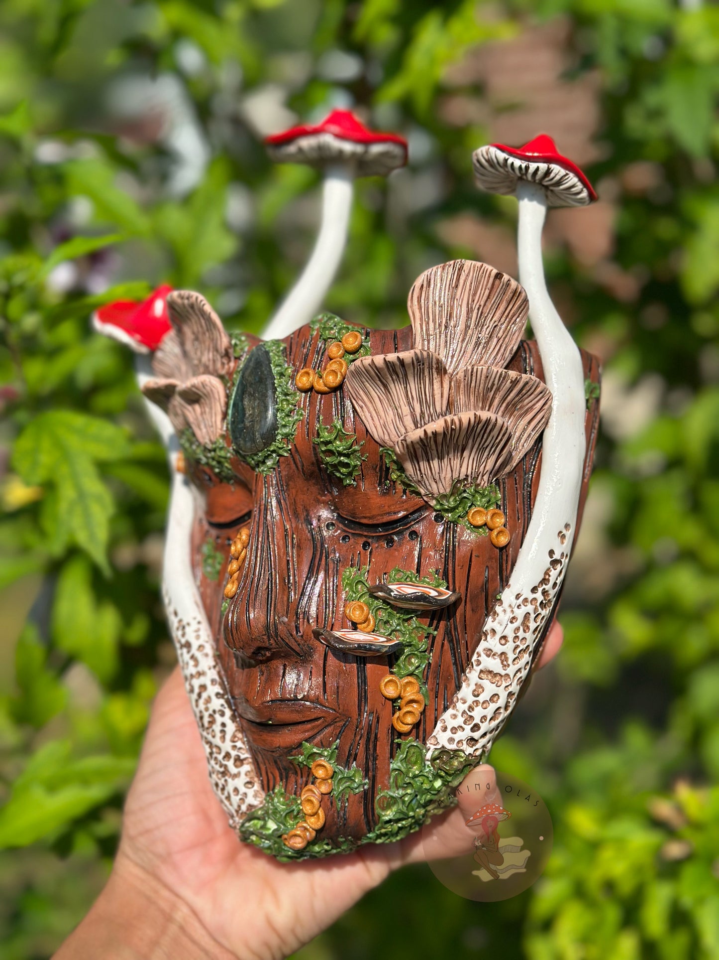 Hanging Wall Planter | PREORDER Forest Mushroom Goddess with Labradorite