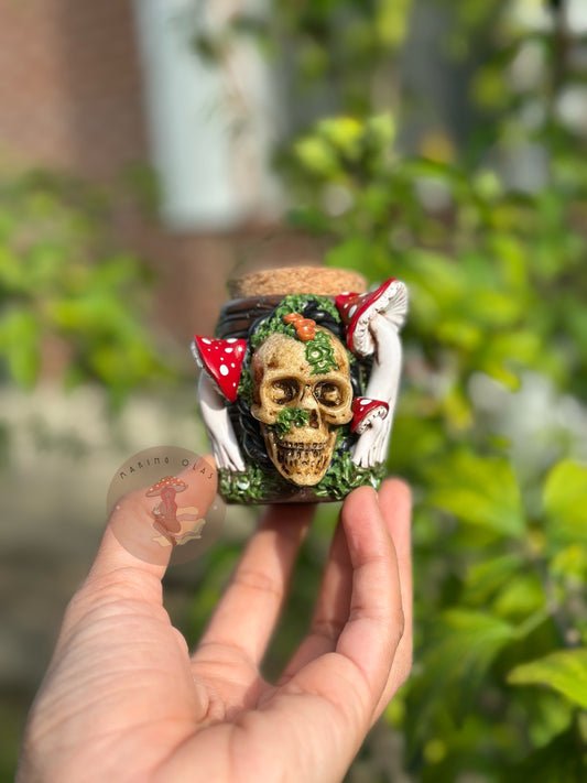 Jar | Skull with Red Mushrooms