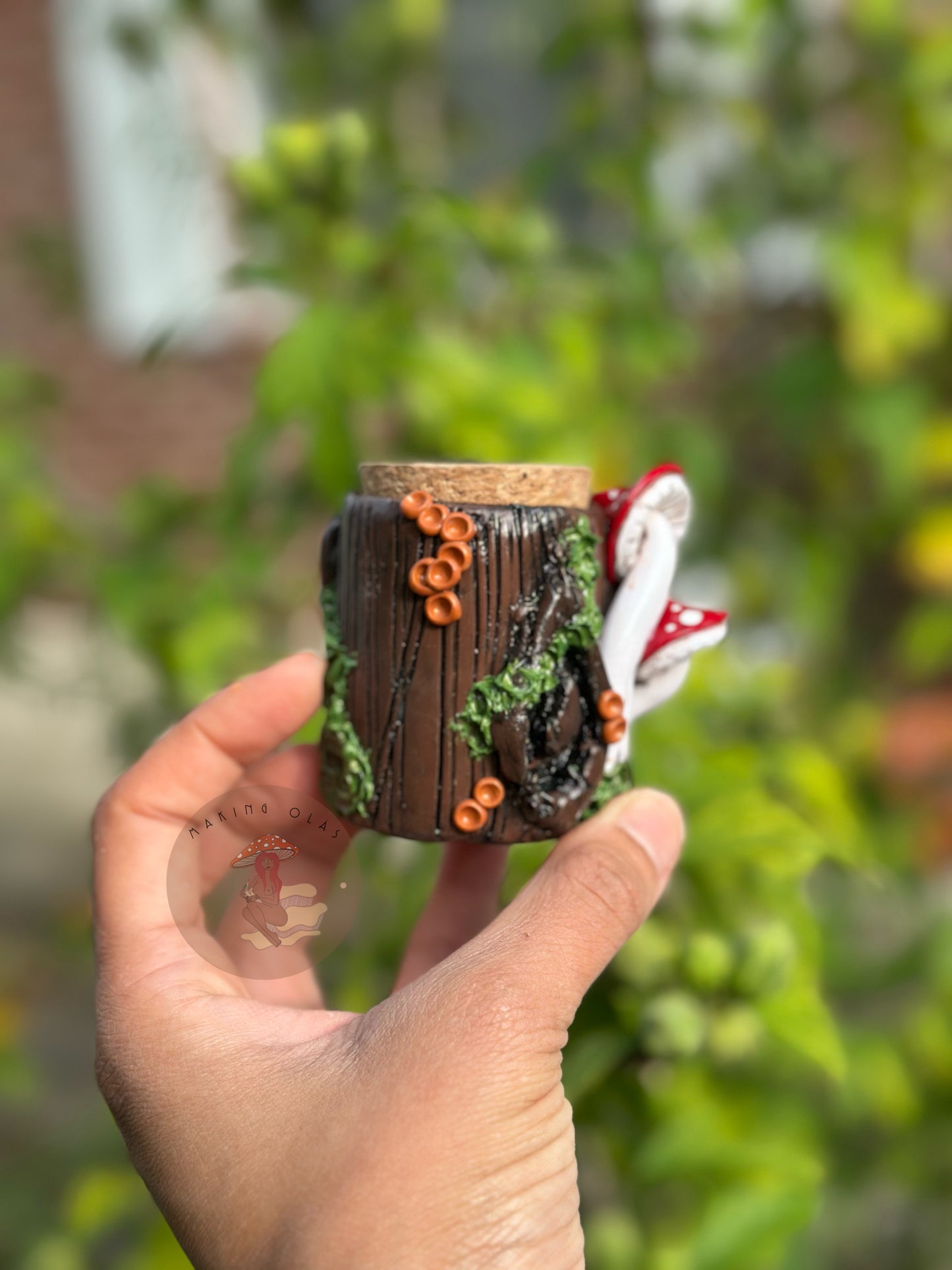 Jar | Grumpy Tree with Red Mushrooms