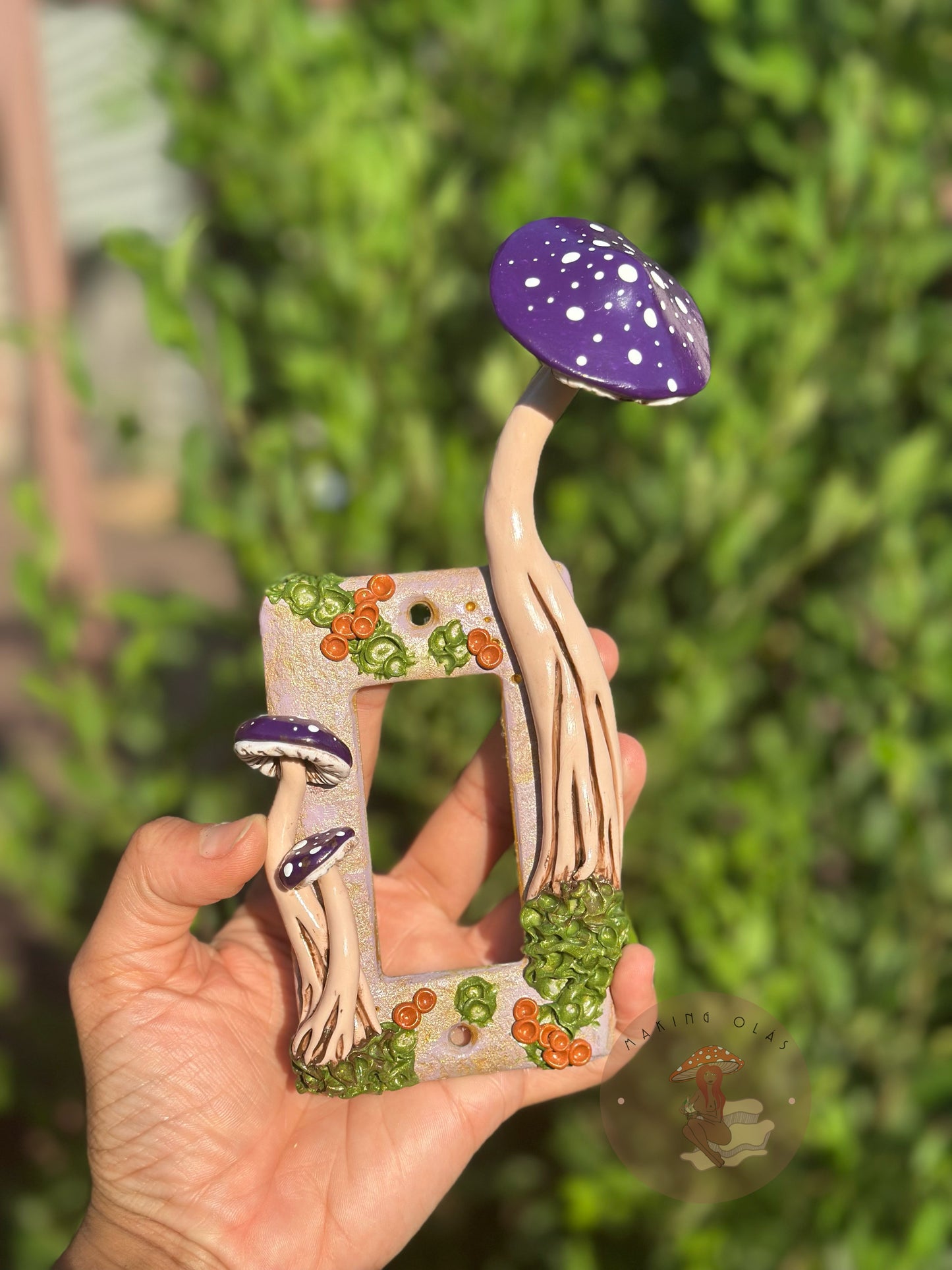 Light Toggle Switch Cover | Purple Mushrooms on Lilac
