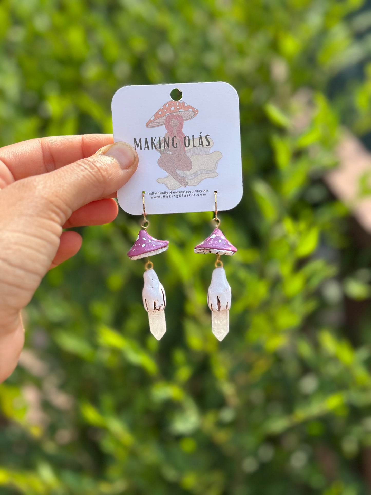 Earrings | Mauve Mushies with Rose Quartz