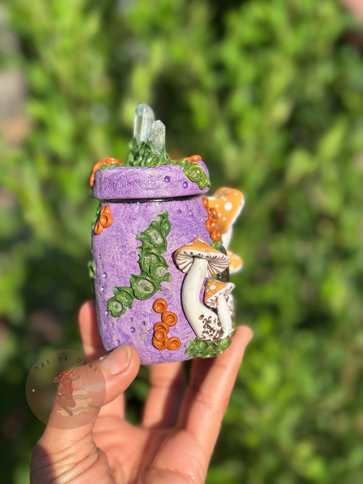 Jar | Labradorite with Peach Mushrooms + Quartz